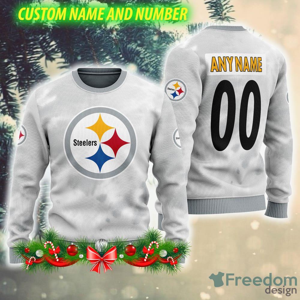 NFL Pittsburgh Steelers Grey December 3D Ugly Christmas Sweater Custom  Number And Name Fans Gift - Freedomdesign