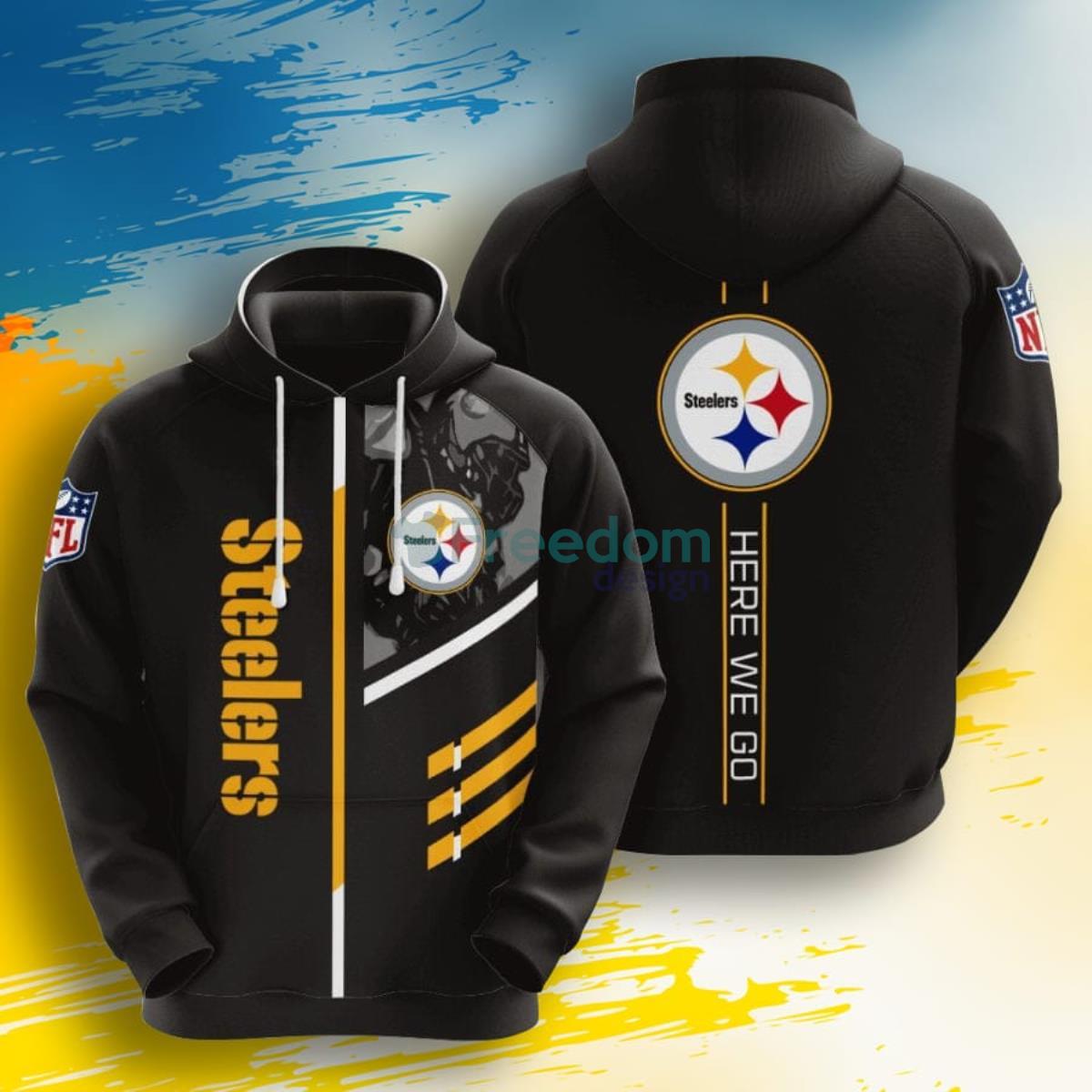 NFL Pittsburgh Steelers Here We Go 3D Pullover Hoodie For Fans Product Photo 1