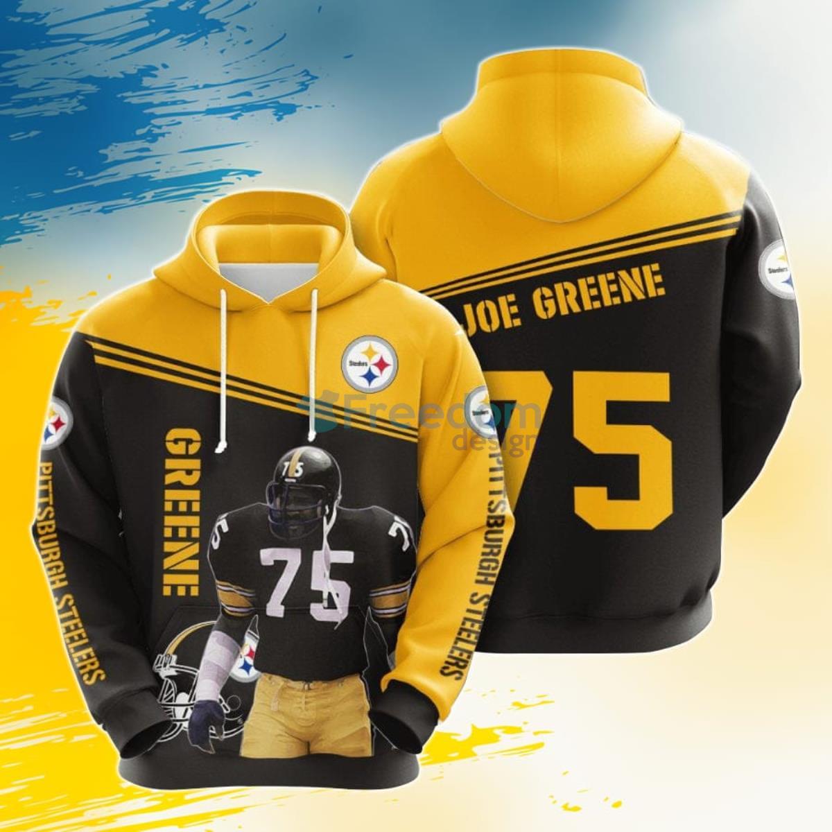 NFL Pittsburgh Steelers Joe Greene Black Gold 3D Pullover Hoodie For Fans Product Photo 1