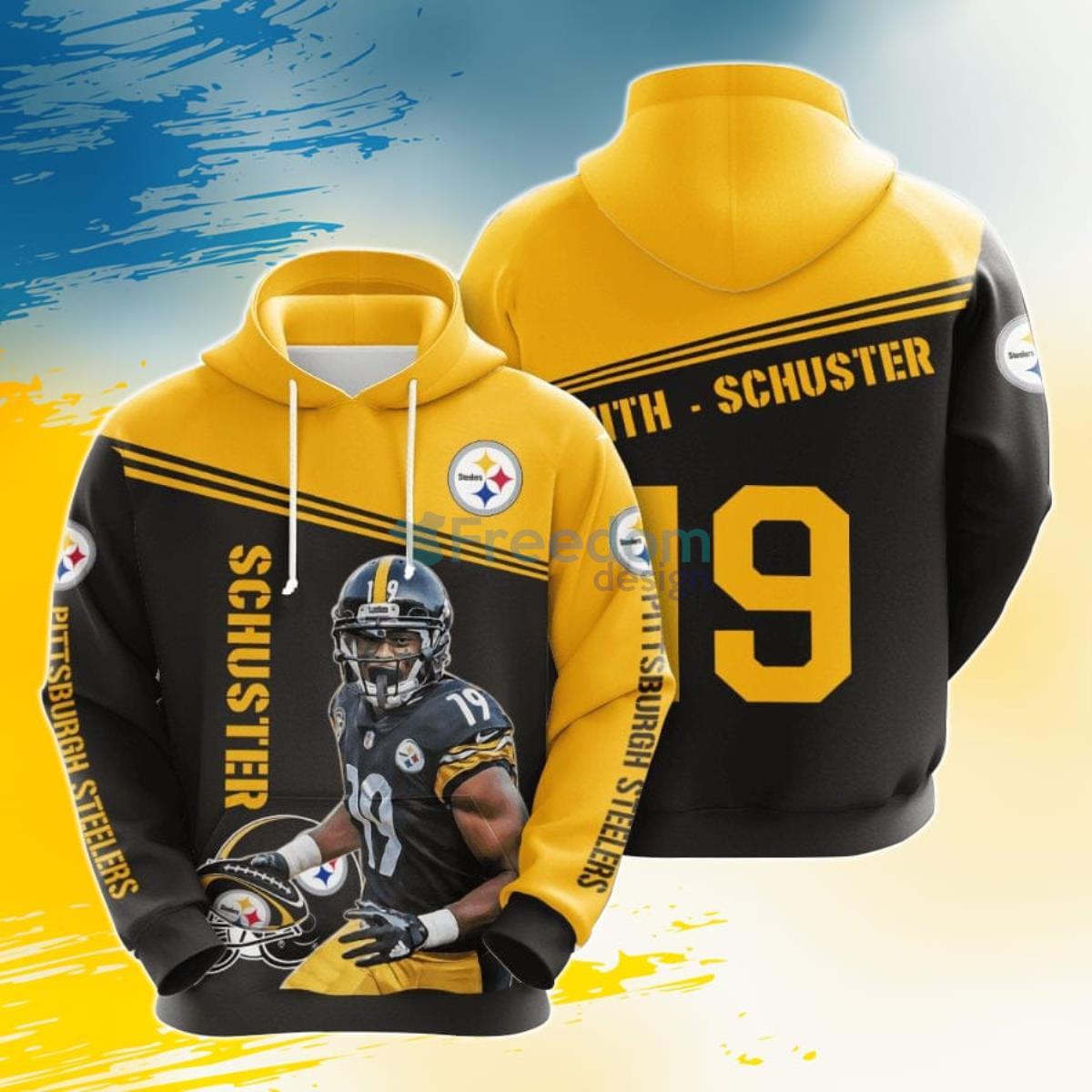 NFL Pittsburgh Steelers JuJu Smith-Schuster Black Gold 3D Pullover Hoodie For Fans Product Photo 1