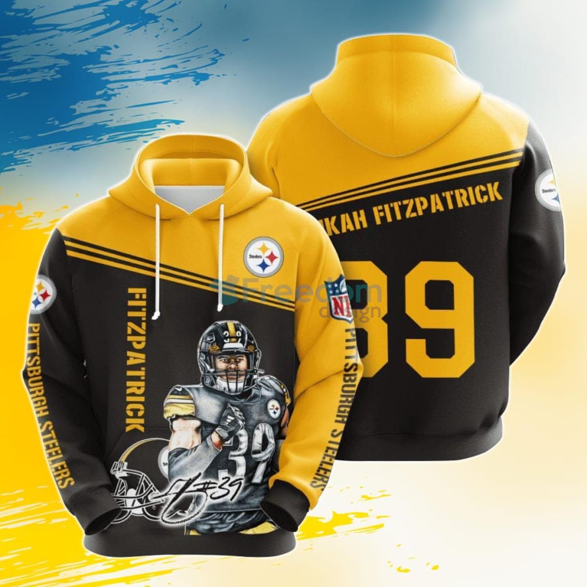 NFL Pittsburgh Steelers Minkah Fitzpatrick Black Gold 3D Pullover Hoodie For Fans Product Photo 1