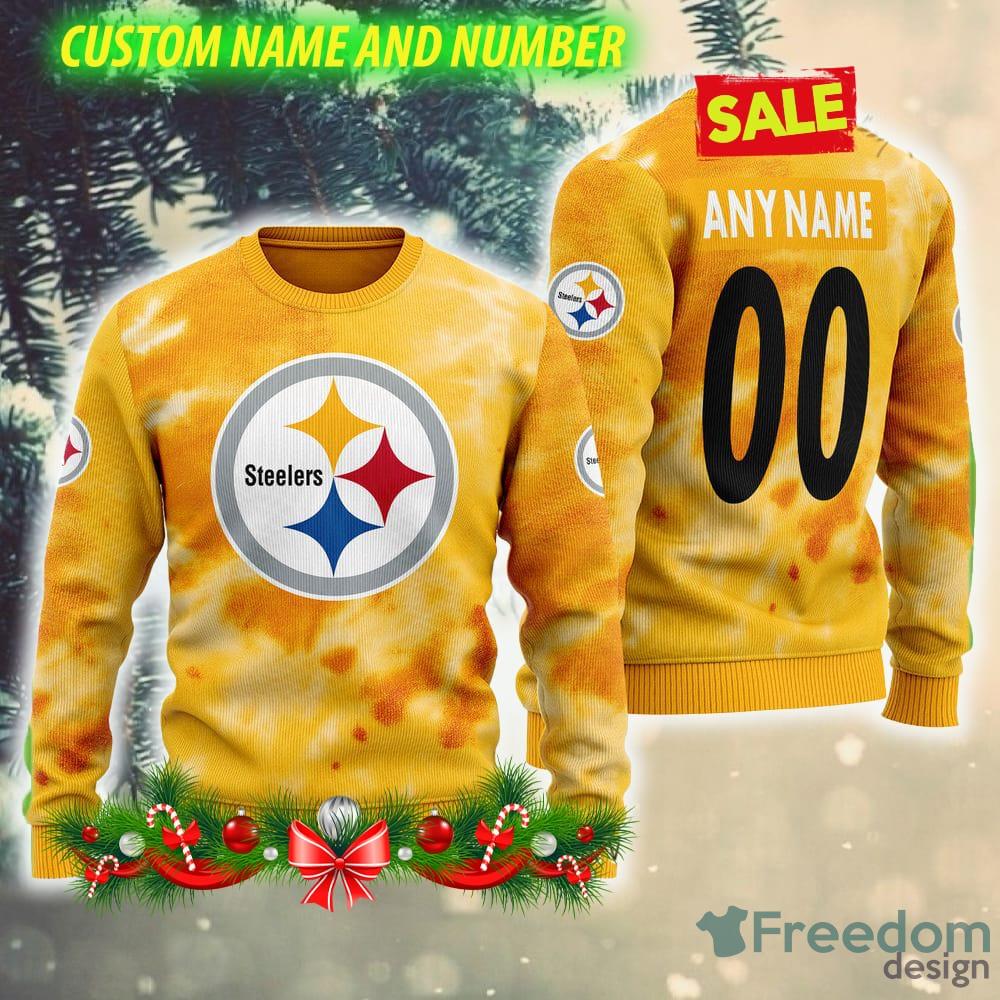 NFL Pittsburgh Steelers Yarn Knitted Ugly Christmas Sweater Yellow Custom  Number And Name Gift Fans - Freedomdesign