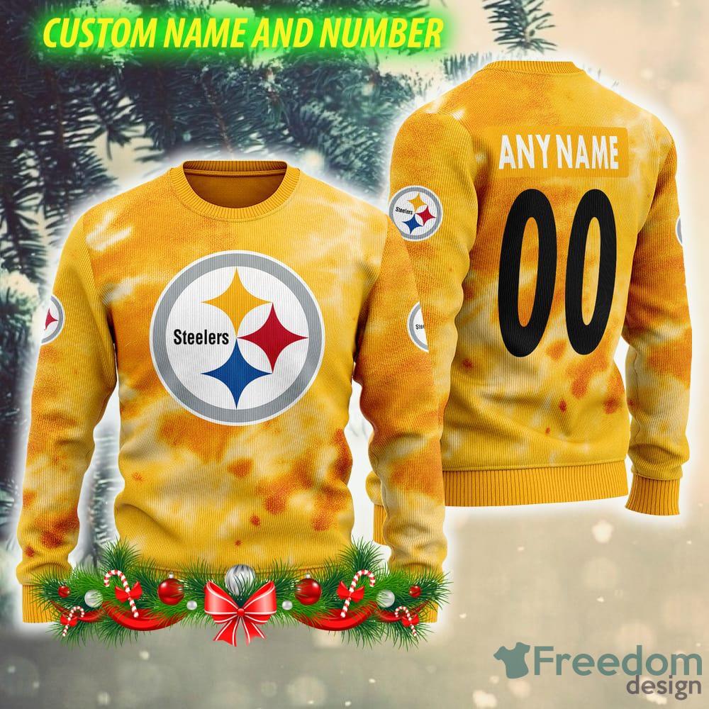 NFL Pittsburgh Steelers Yarn Knitted Ugly Christmas Sweater Yellow Custom  Number And Name Gift Fans - Freedomdesign