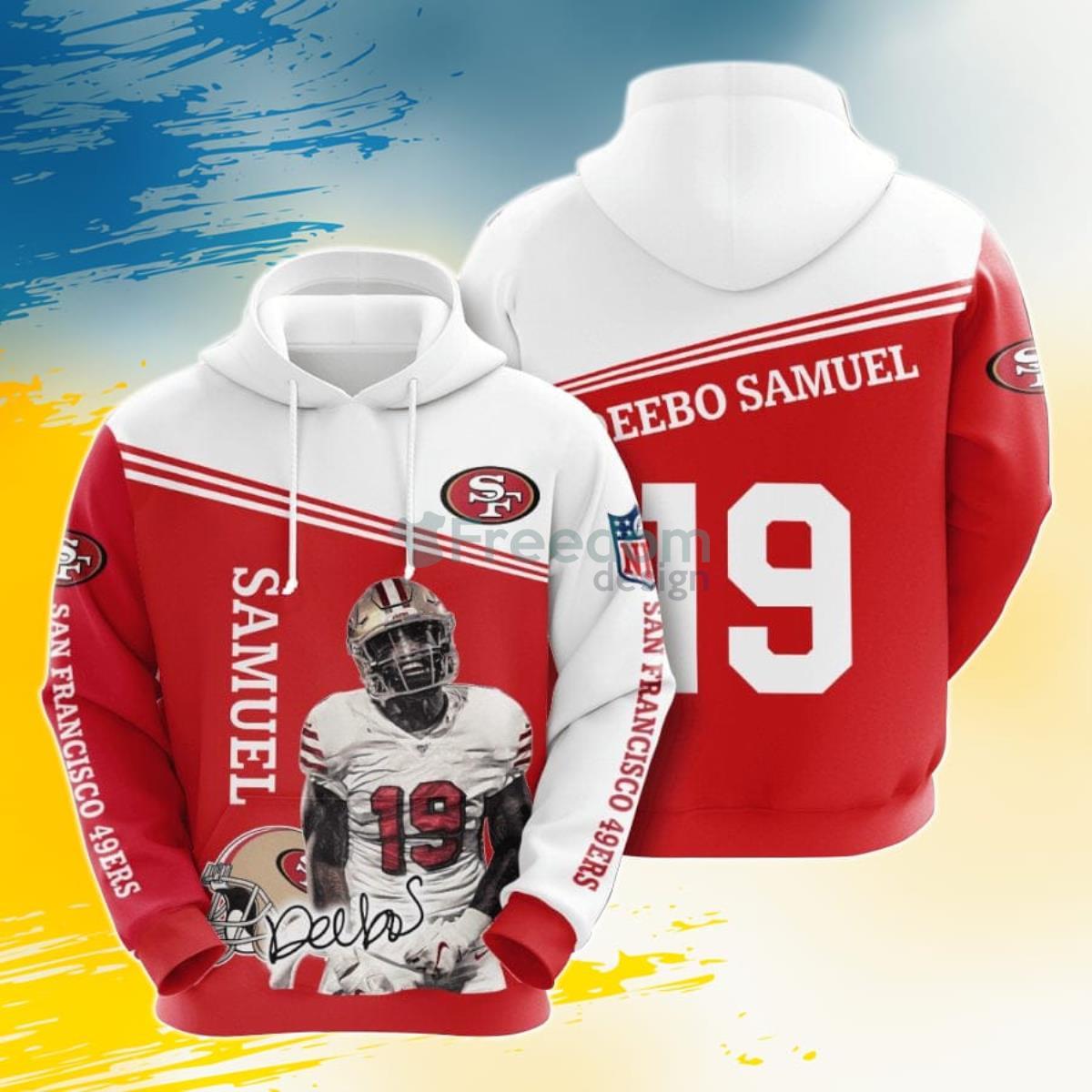 NFL San Francisco 49ers Deebo Samuel Red White 3D Pullover Hoodie For Fans Product Photo 1