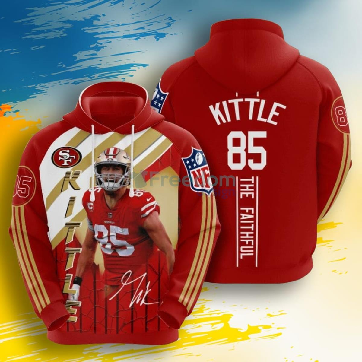 NFL San Francisco 49ers George Kittle Red 3D Pullover Hoodie For Fans Product Photo 1