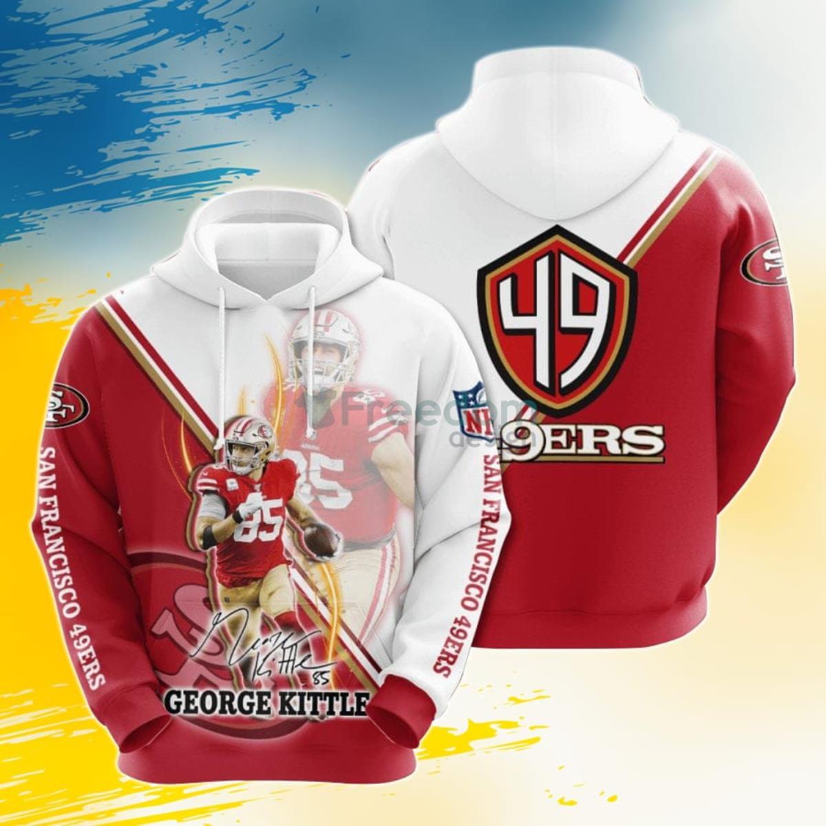 NFL San Francisco 49ers George Kittle Red White 3D Pullover Hoodie For Fans Product Photo 1