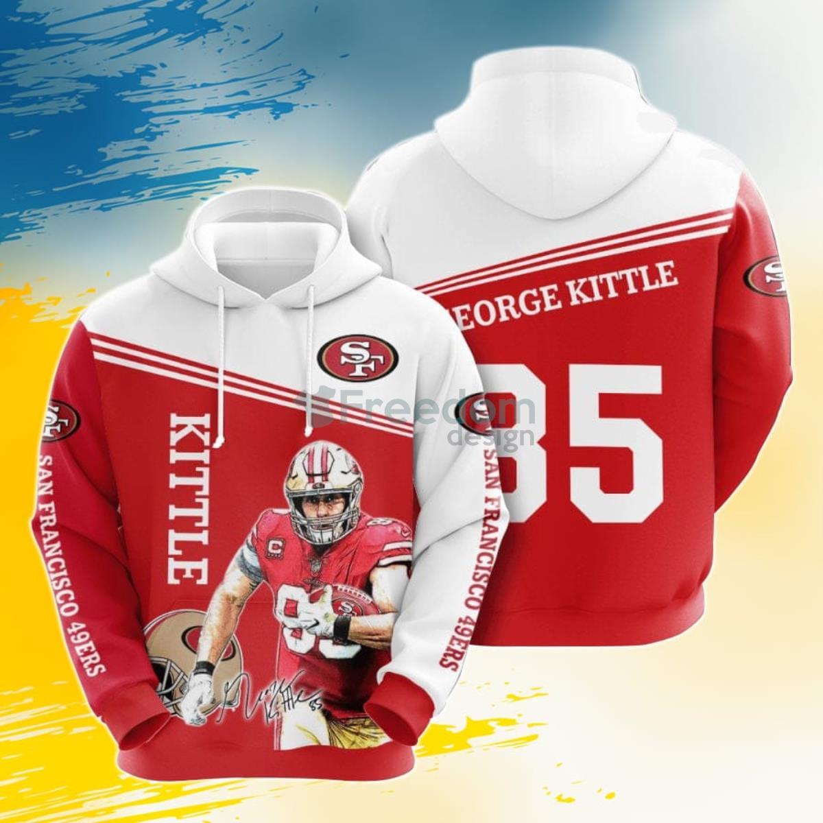 NFL San Francisco 49ers George Kittle Red White 3D Pullover Hoodies For Fans Product Photo 1