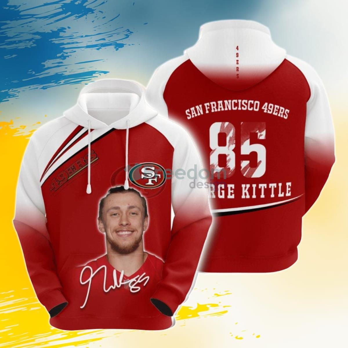 NFL San Francisco 49ers George Kittle Red White 3D Pullover Hoodies Product Photo 1