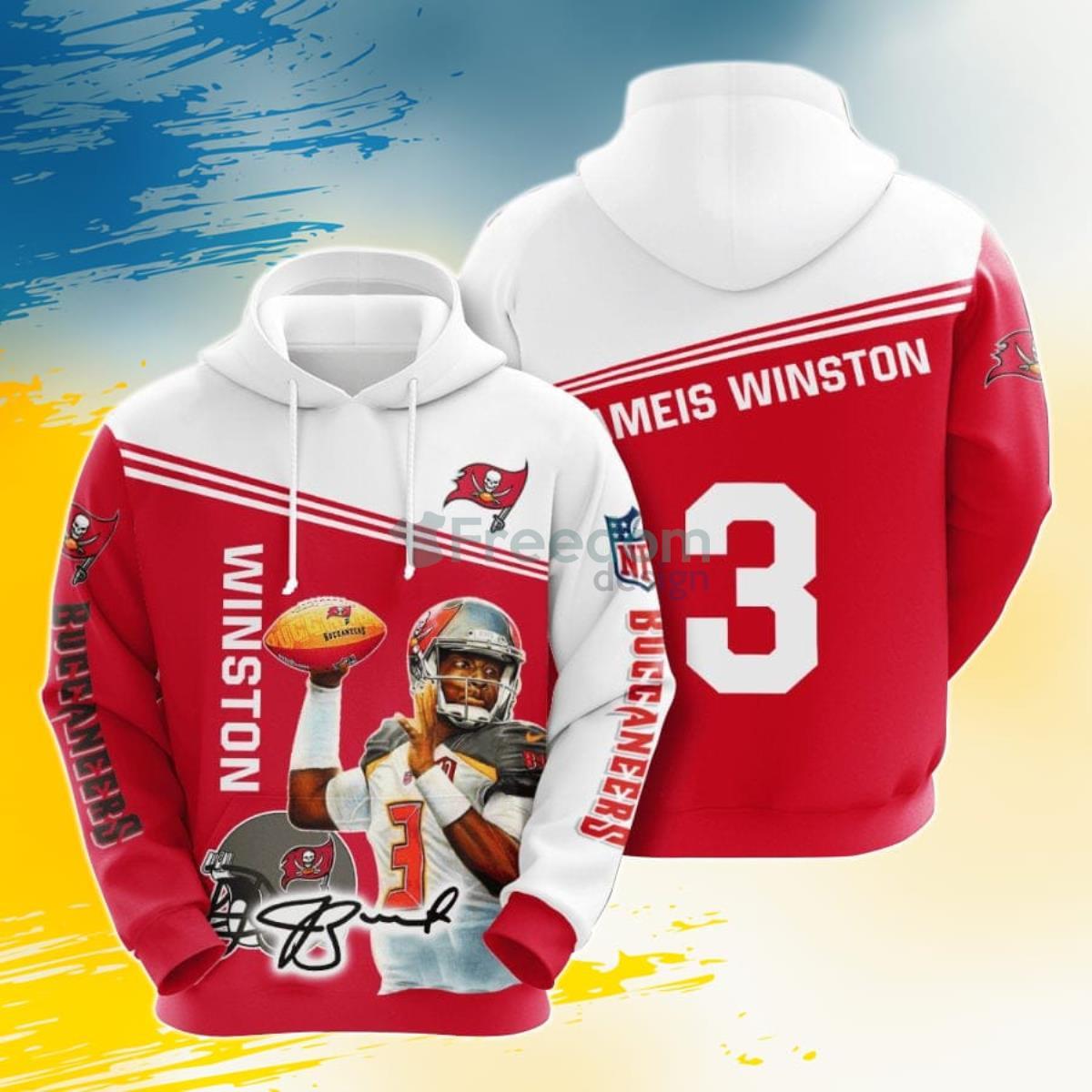 NFL Tampa Bay Buccaneers Jameis Winston Bay Red White 3D Pullover Hoodie For Fans Product Photo 1