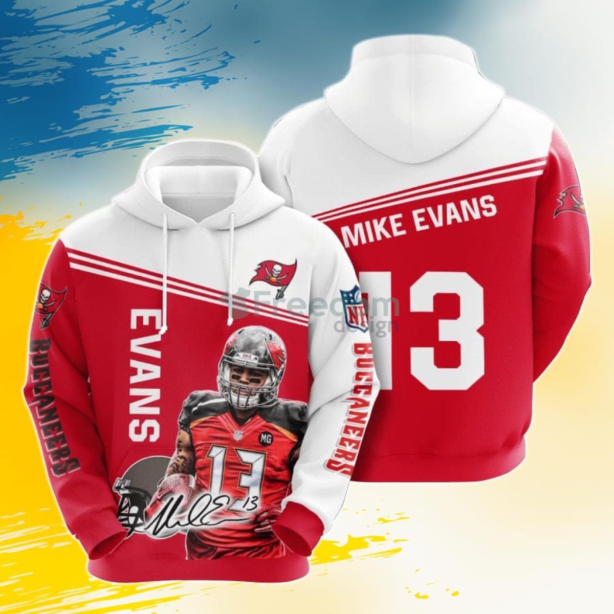 NFL Tampa Bay Buccaneers Mike Evans Bay Red White 3D Pullover Hoodie For Fans Product Photo 1