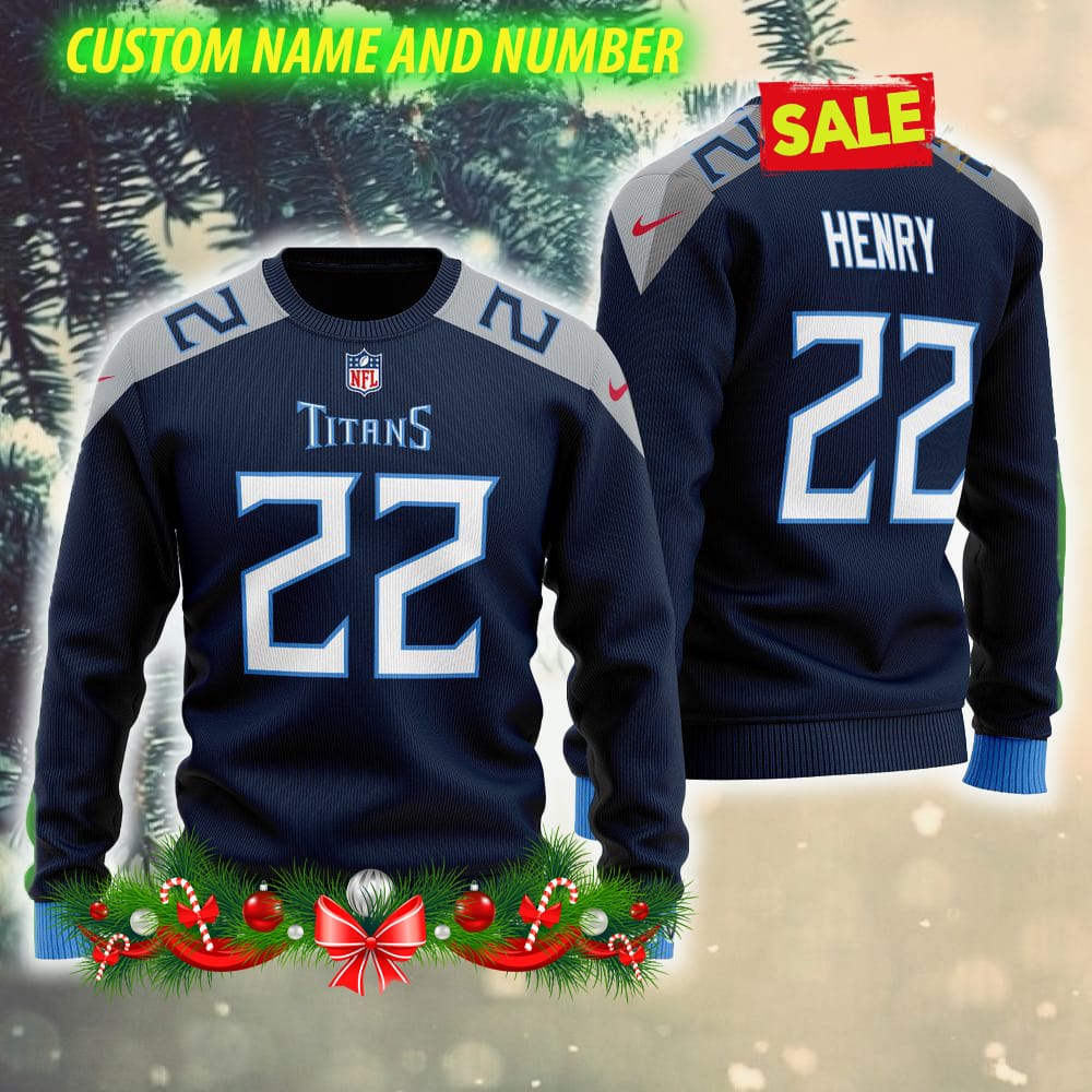 Tennessee Titans Home Name & Number Long Sleeve T-Shirt - Derrick