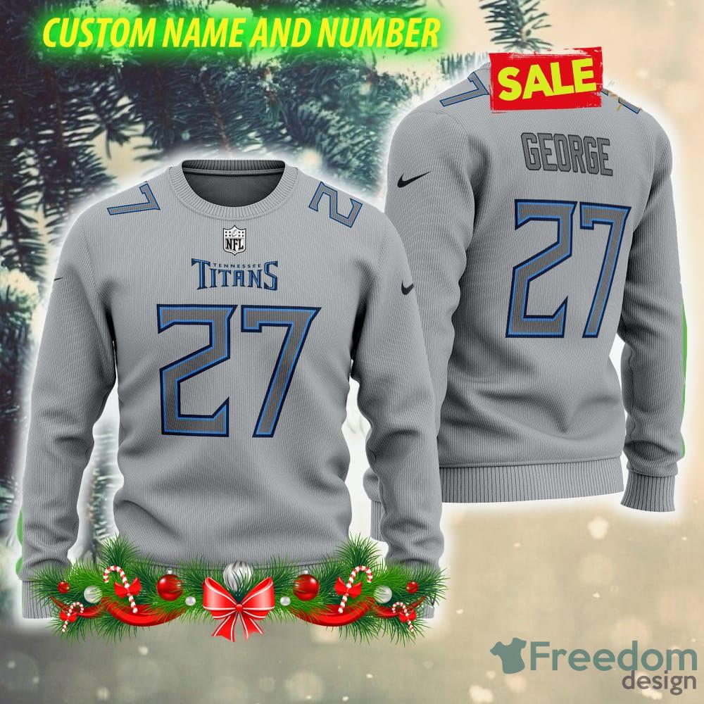 NFL Tennessee Titans Eddie George Grey Wool Soft Knitted Ugly Christmas  Sweater Custom Number And Name Fans Gift - Freedomdesign