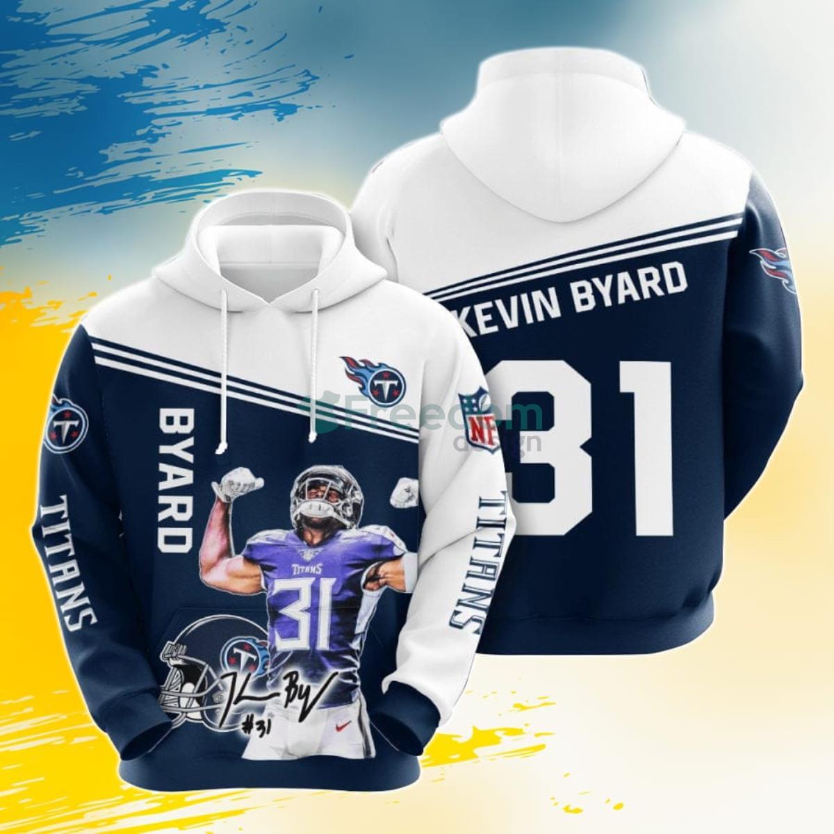 NFL Tennessee Titans Kevin Byard Navy White 3D Pullover Hoodie For Fans Product Photo 1