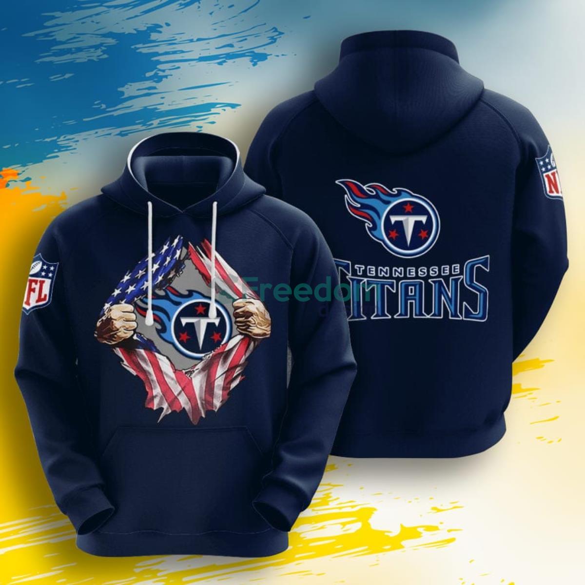 NFL Tennessee Titans Tearing Open Logo 3D Pullover Hoodie For Fans Product Photo 1