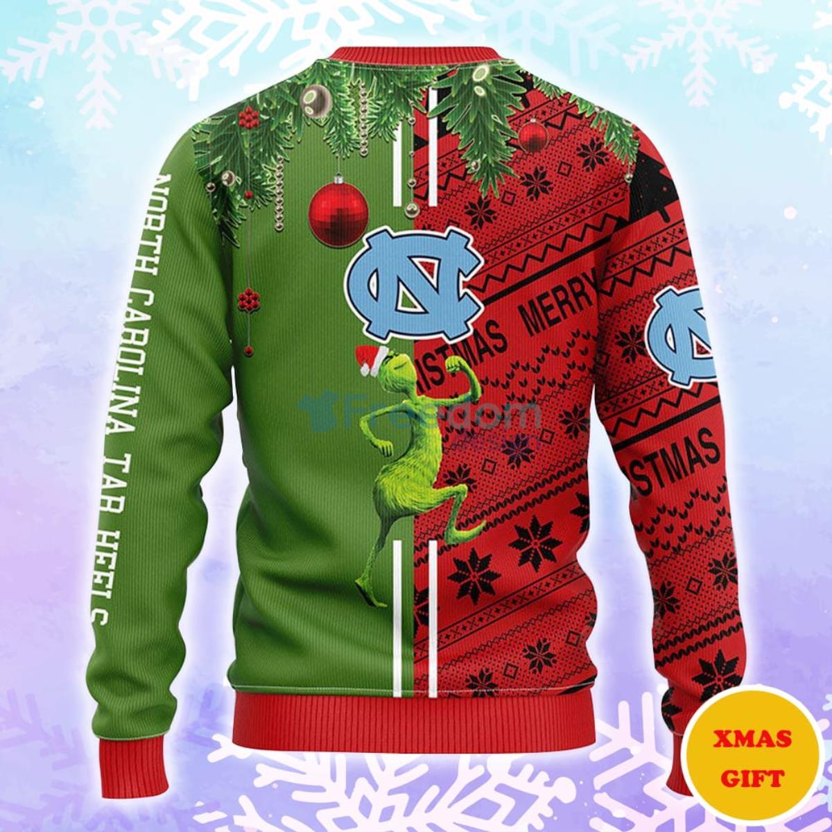 North Carolina Tar Heels Grinch & Scooby-doo Christmas AOP Sweater Product Photo 2