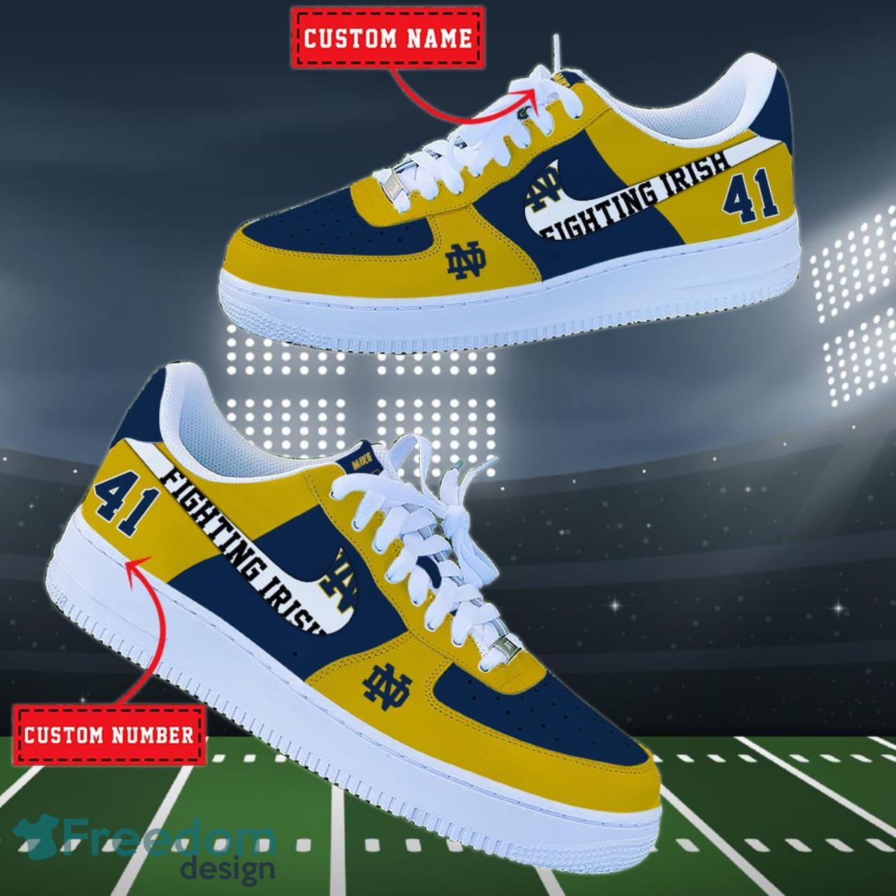 Notre Dame Fighting Irish NCAA Air Force Shoes Custom Name Product Photo 2