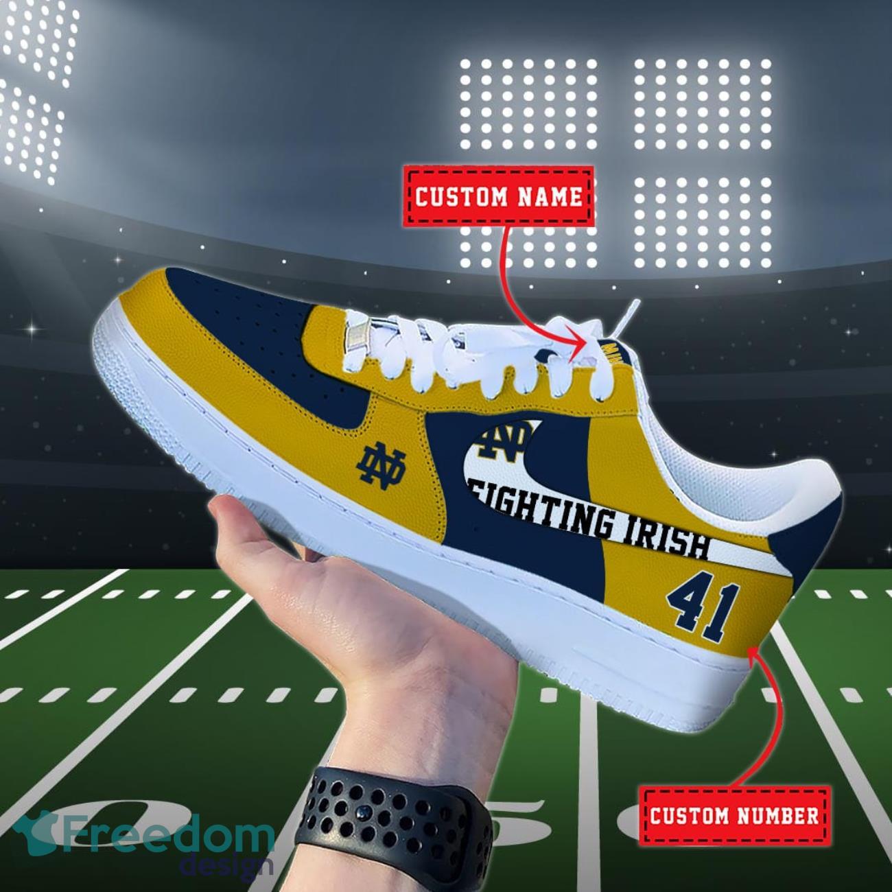 Notre Dame Fighting Irish NCAA Air Force Shoes Custom Name Product Photo 1