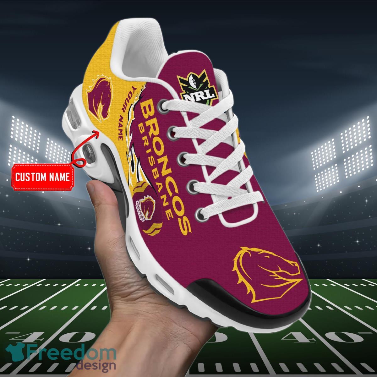 NRL Brisbane Broncos Air Cushion Sport Shoes Custom Name Product Photo 2