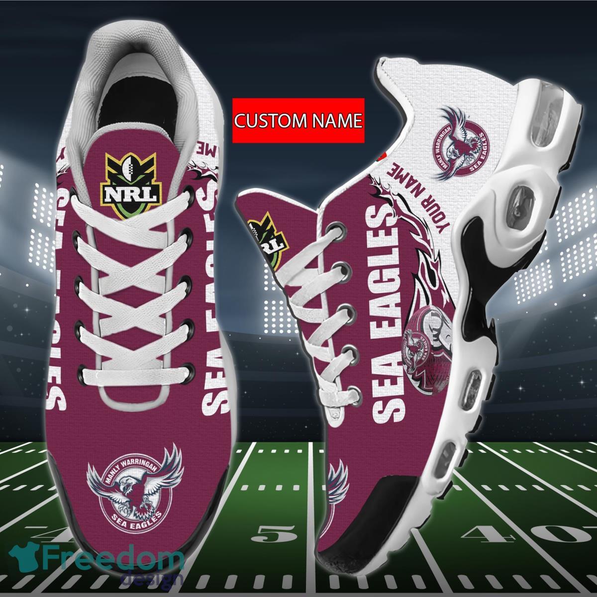 NRL Manly Warringah Sea Eagles Air Cushion Sport Shoes Custom Name Product Photo 1