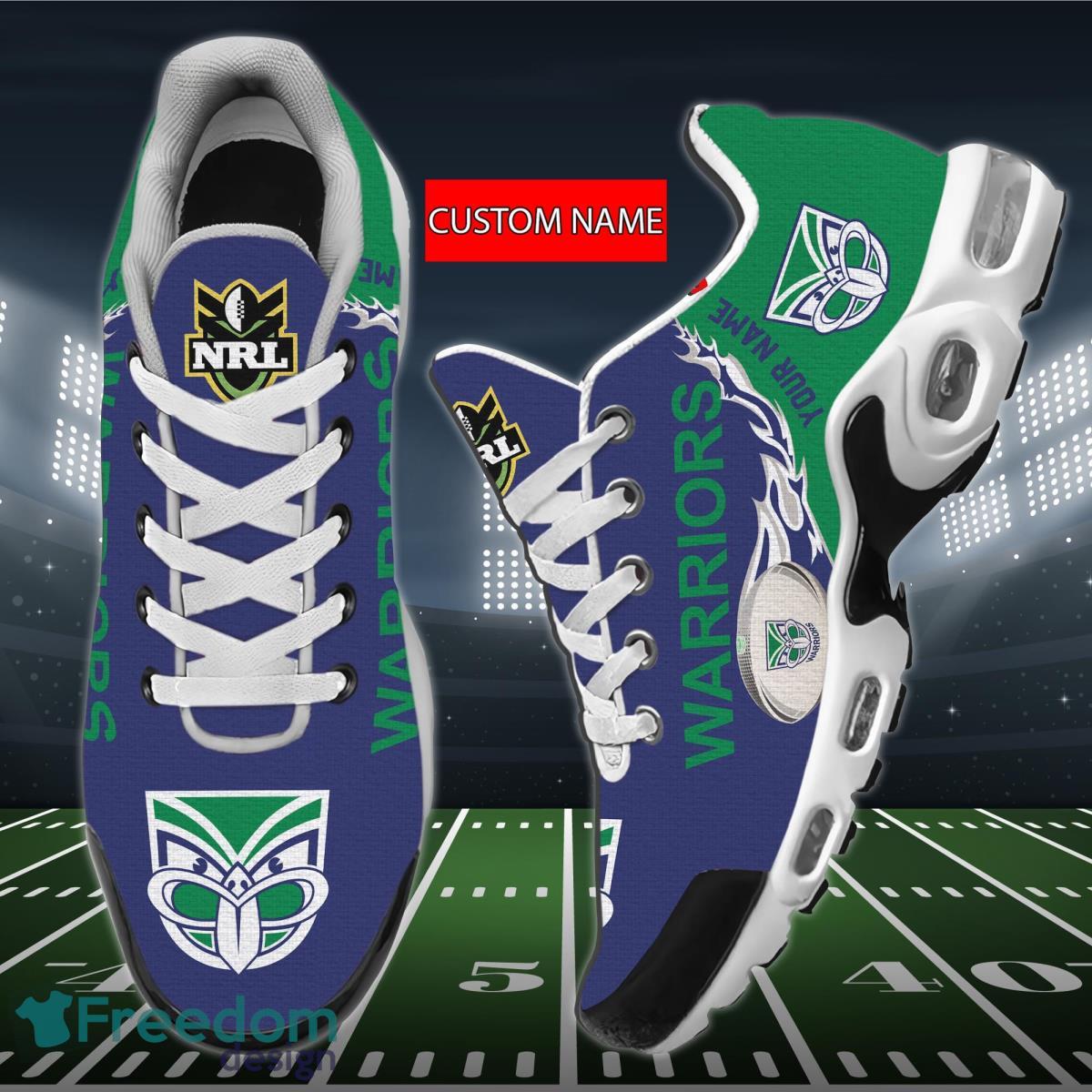 NRL New Zealand Warriors Air Cushion Sport Shoes Custom Name Product Photo 1