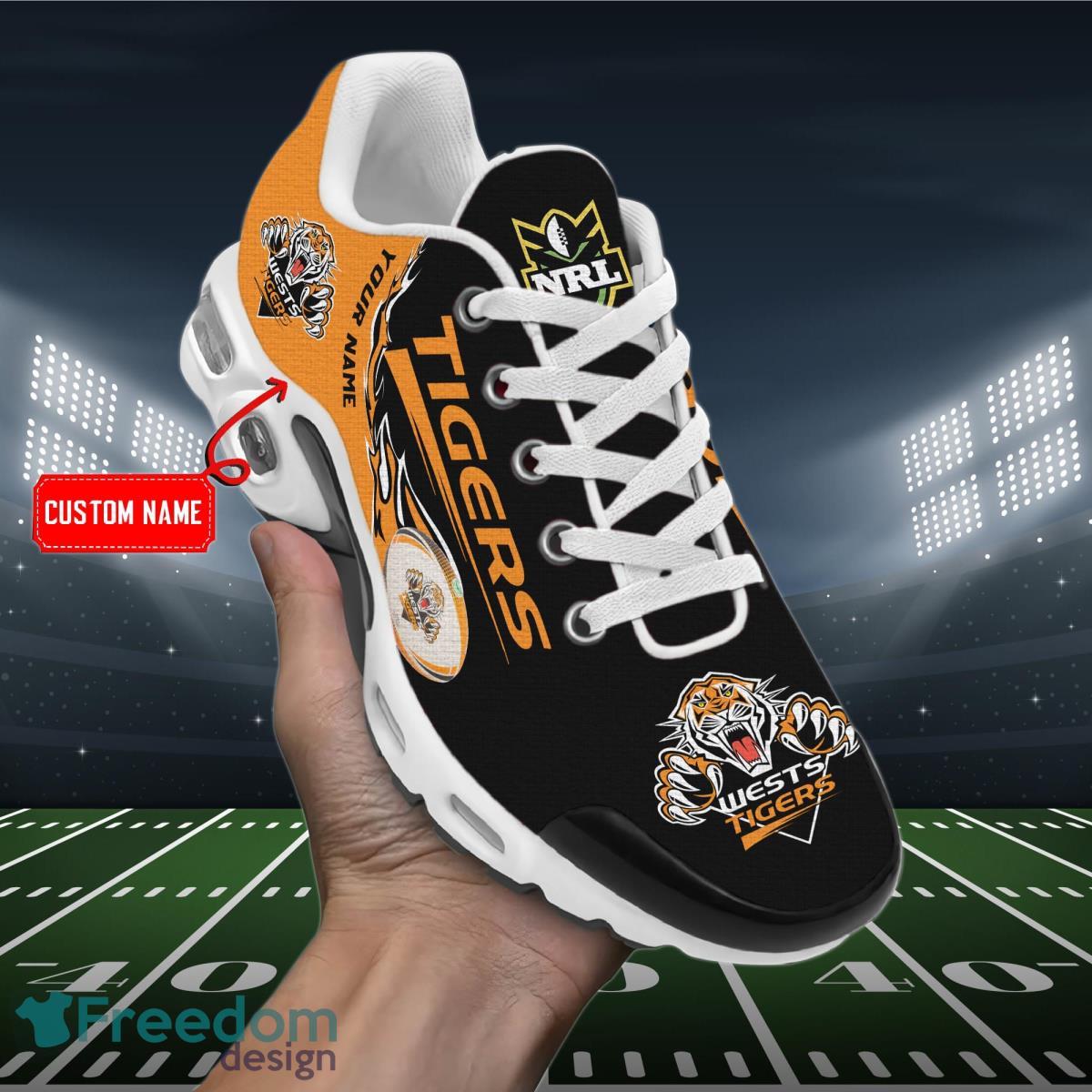 NRL Wests Tigers Air Cushion Sport Shoes Custom Name Product Photo 2