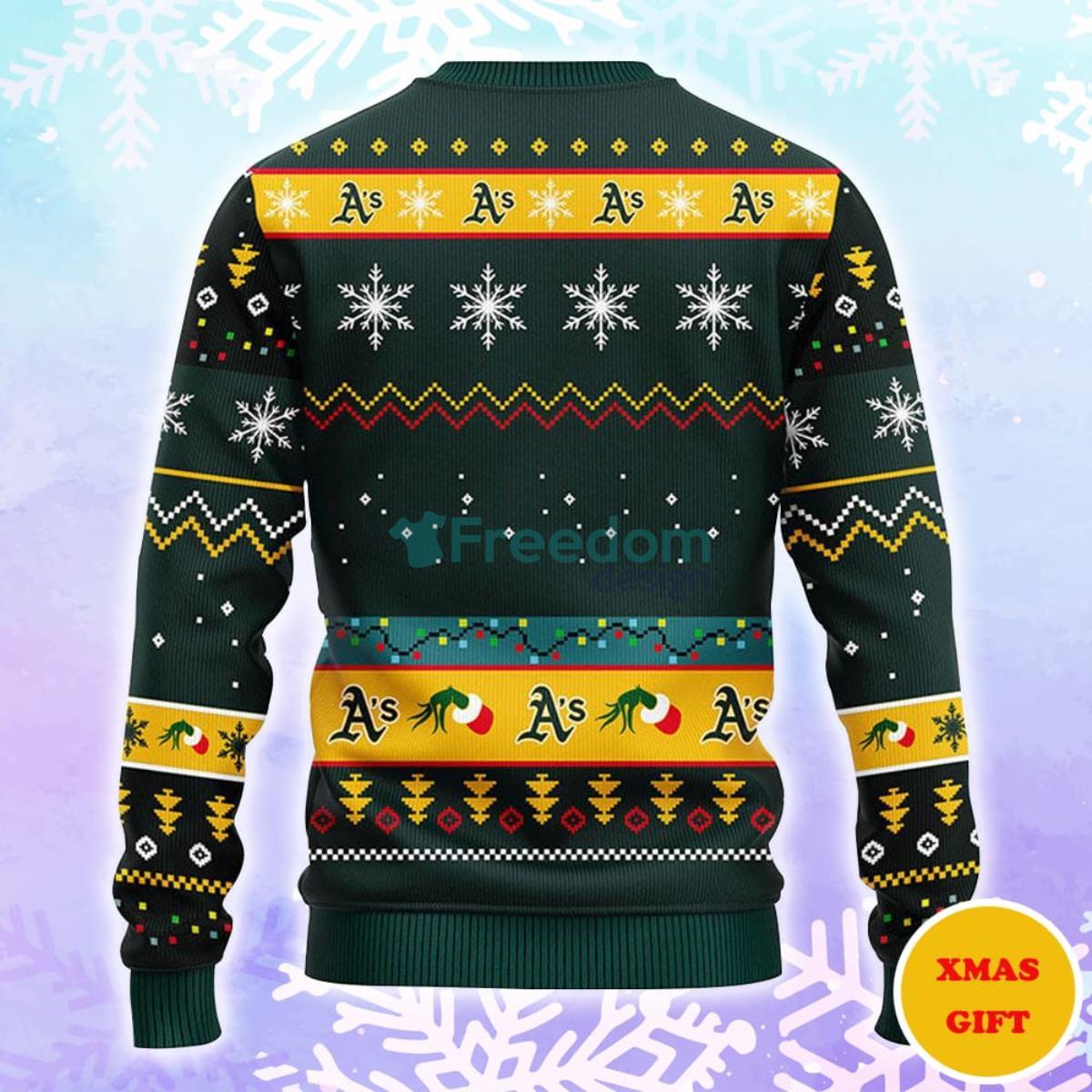 Oakland Athletics 12 Grinch Xmas Day Christmas AOP Sweater Product Photo 2