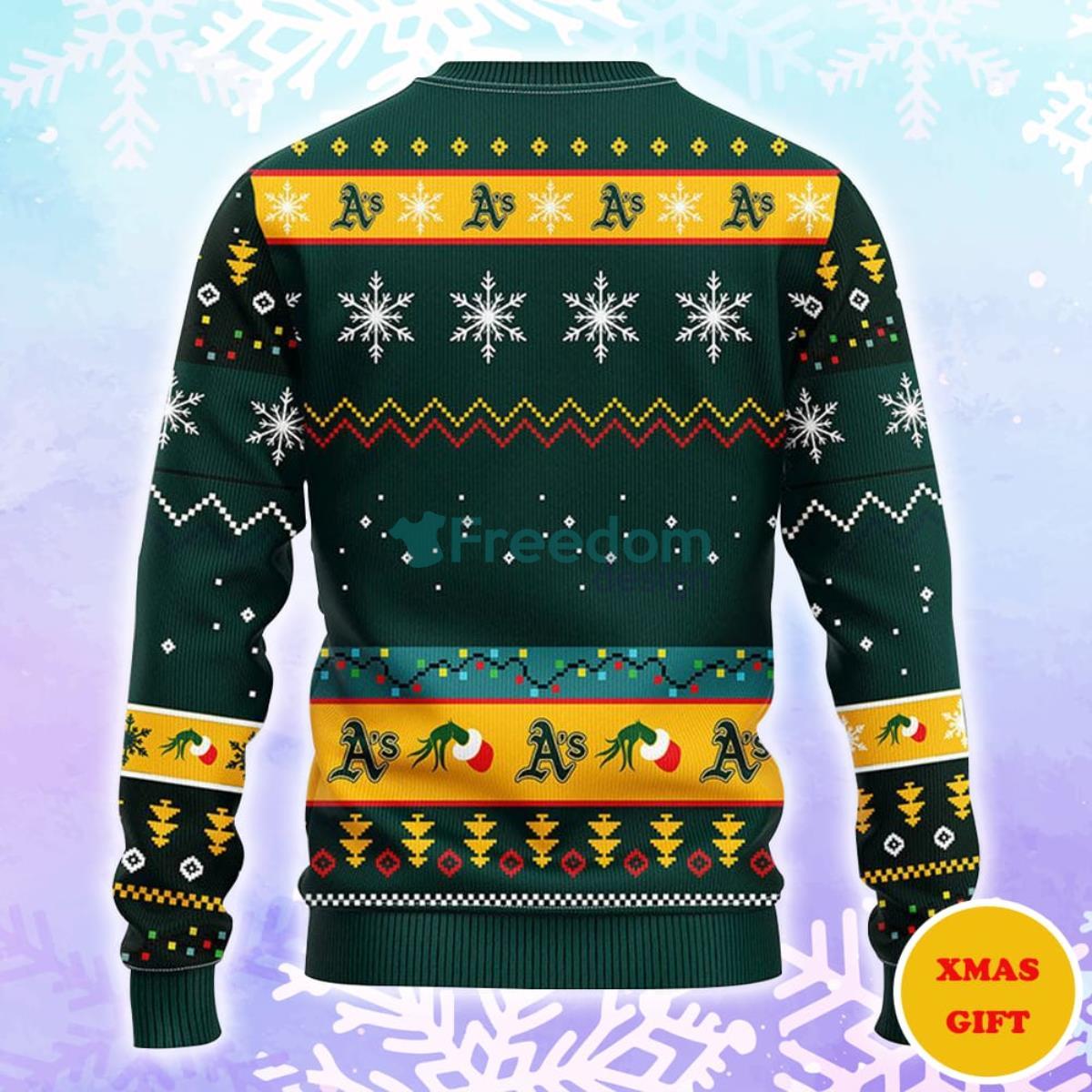 Oakland Athletics Grinch Christmas AOP Sweater Product Photo 2