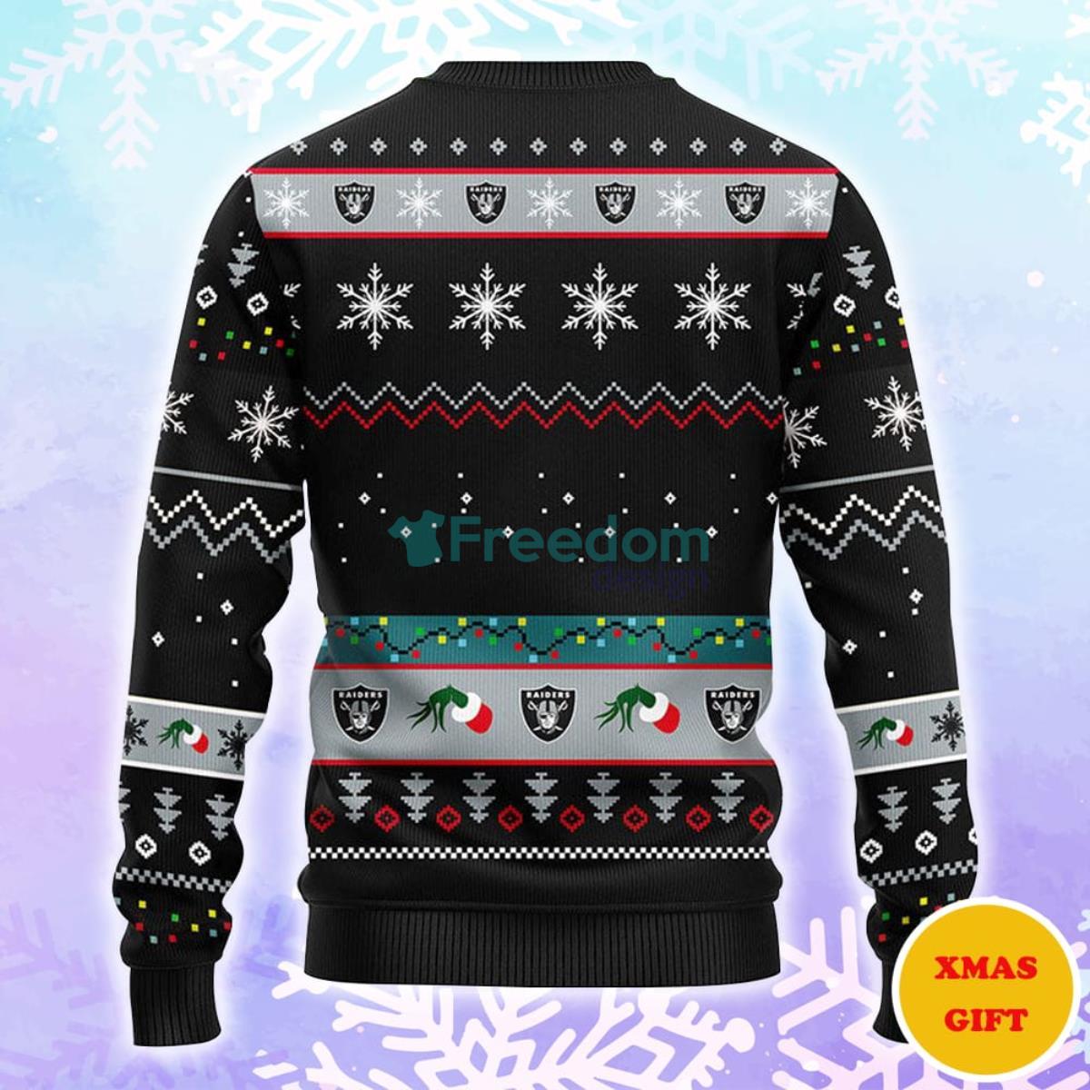 Oakland Raiders 12 Grinch Xmas Day Christmas AOP Sweater Product Photo 1