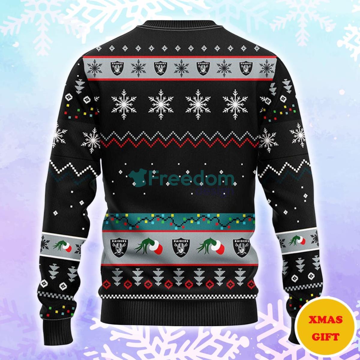 Oakland Raiders Grinch Christmas AOP Sweater Product Photo 2