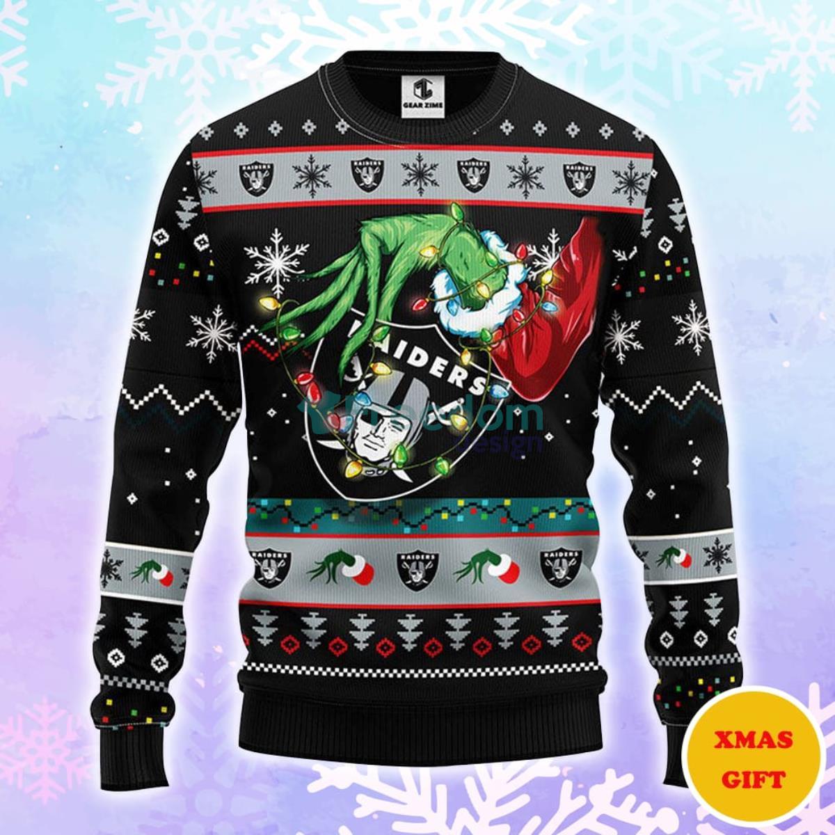 Oakland Raiders Grinch Christmas AOP Sweater Product Photo 1