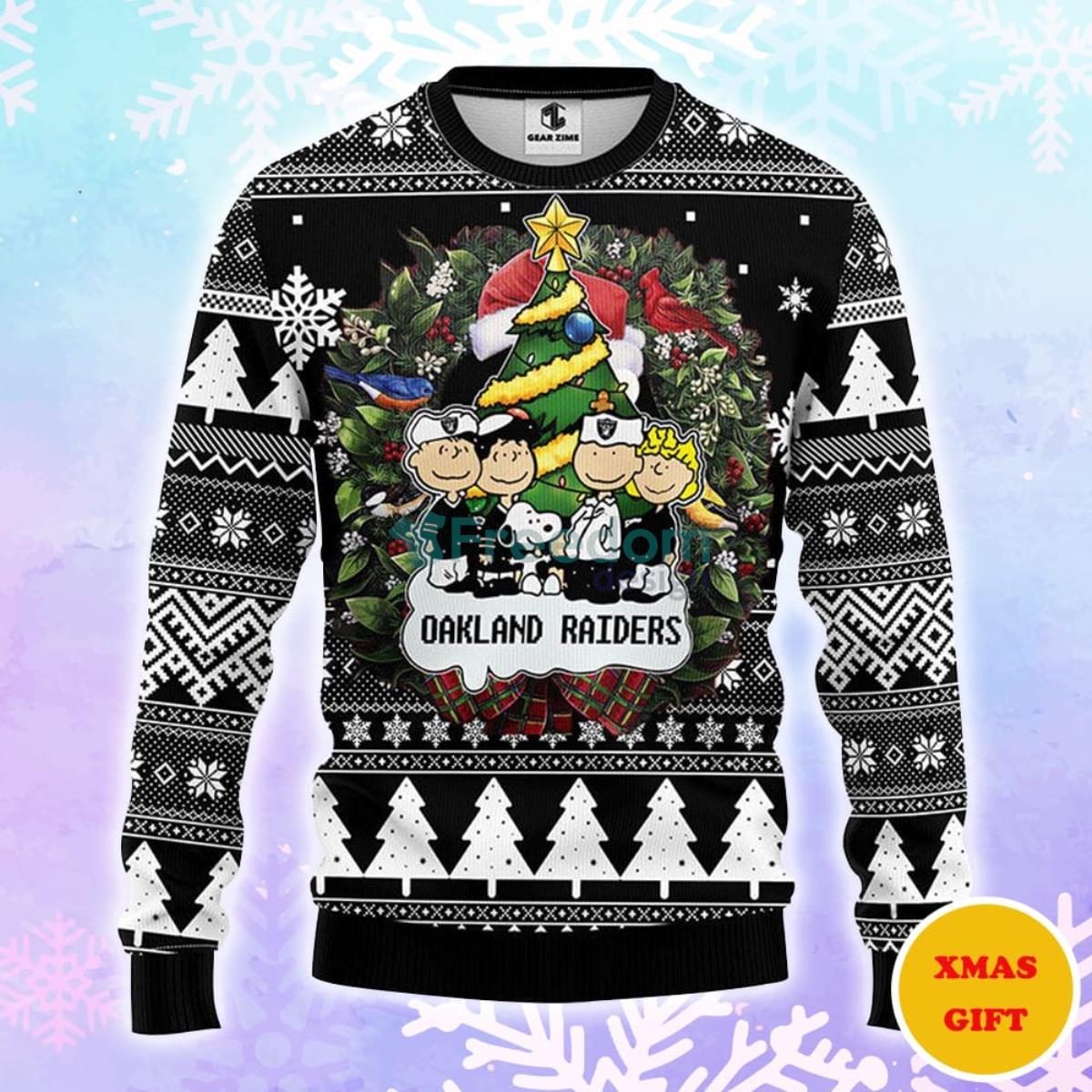 Oakland Raiders Snoopy Dog Christmas AOP Sweater Product Photo 1