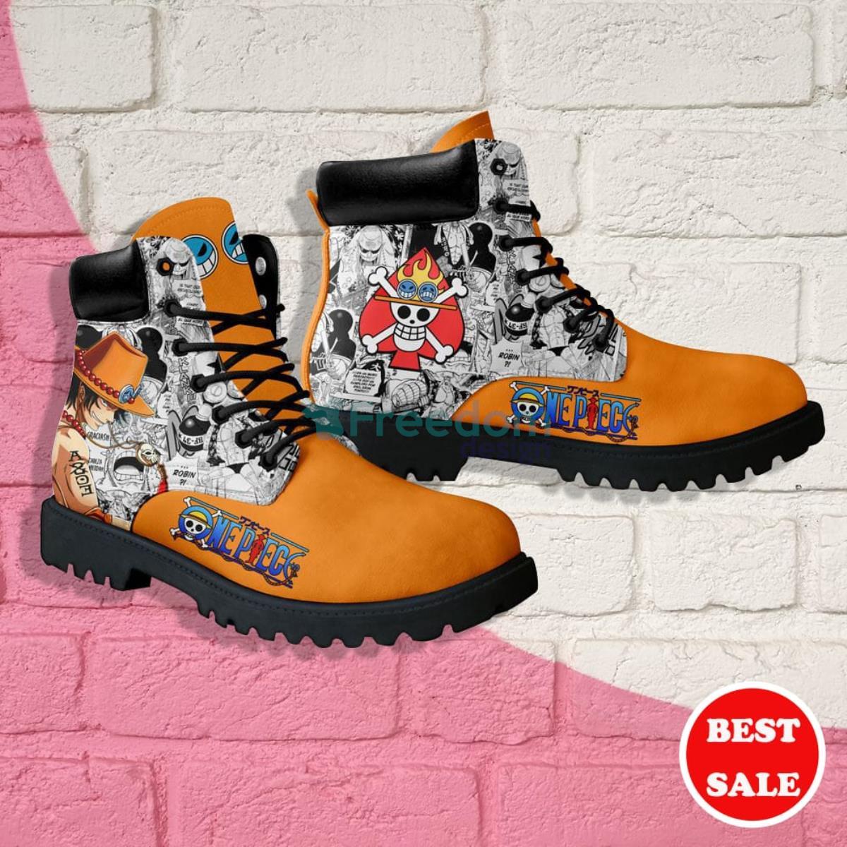 One Piece Ace Manga Anime Leather Boots Product Photo 2