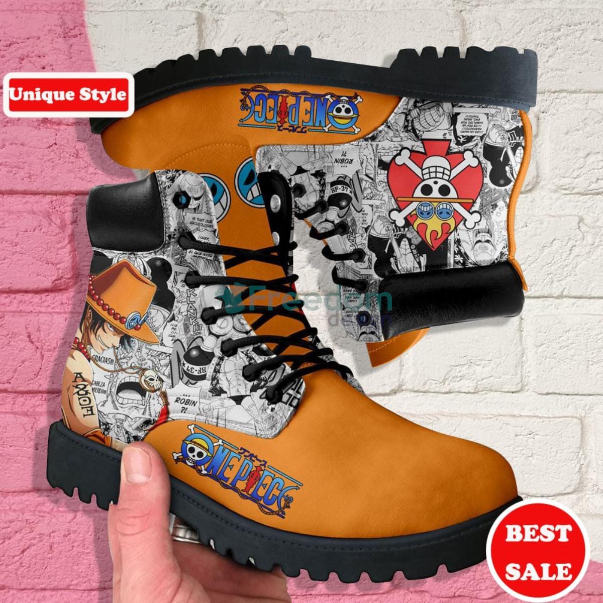 One Piece Ace Manga Anime Leather Boots Product Photo 1