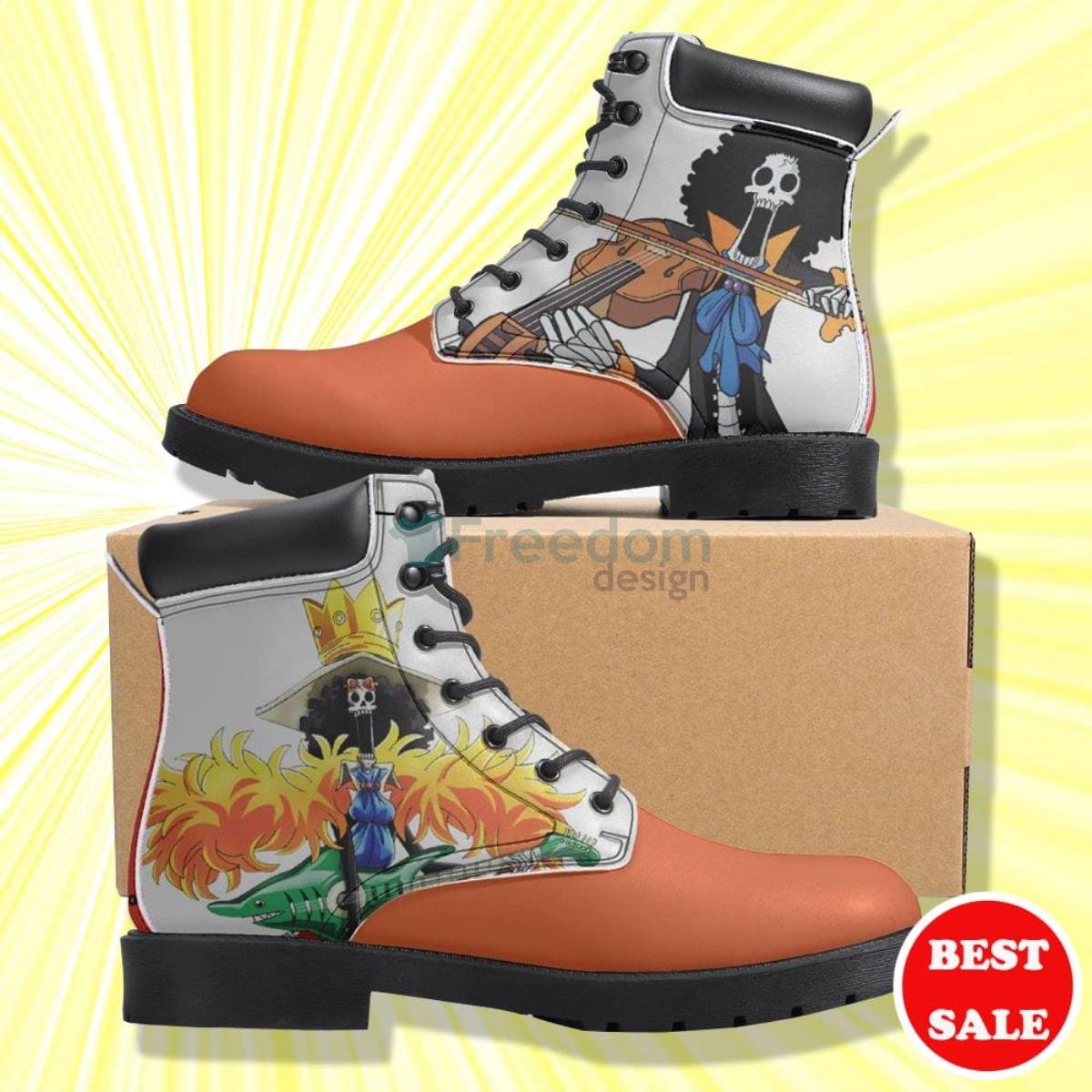 One Piece Brook Anime Leather Boots Product Photo 1