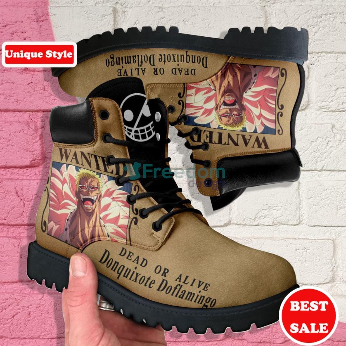 One Piece Donquixote Doflamingo Wanted Leather Boots Casual Shoes Product Photo 1