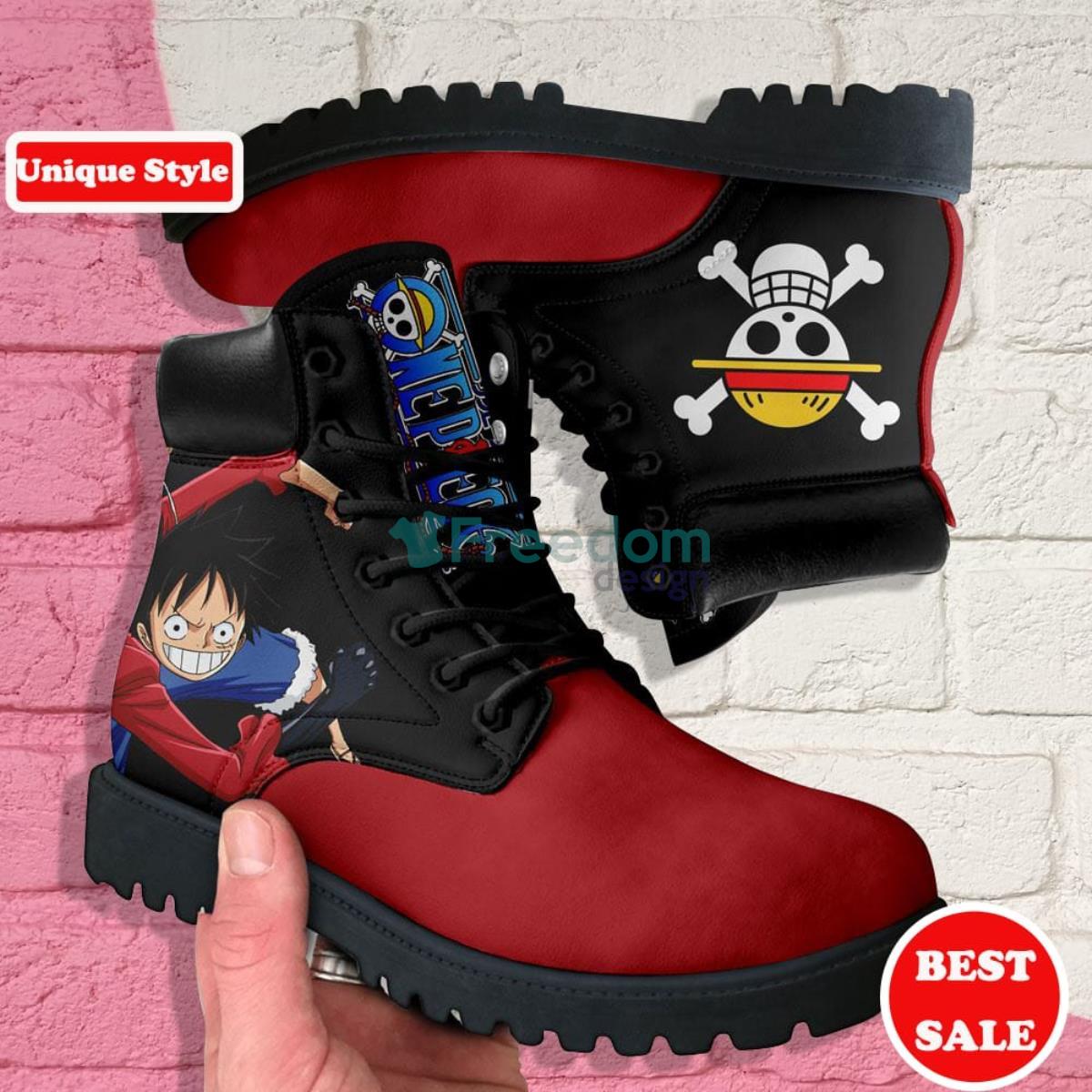 One Piece Luffy Simple Style Leather Boots Product Photo 1