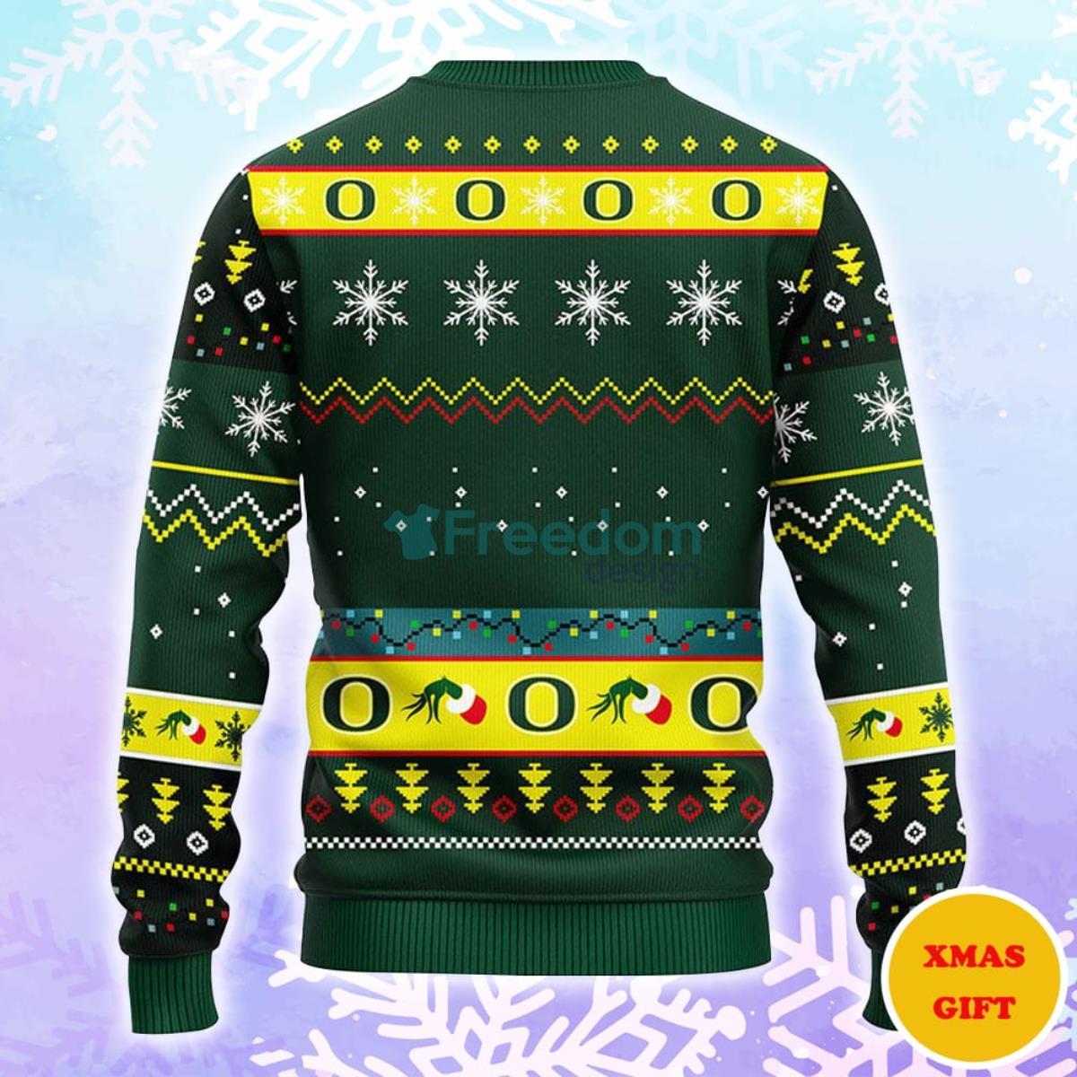 Oregon Ducks 12 Grinch Xmas Day Christmas AOP Sweater Product Photo 2