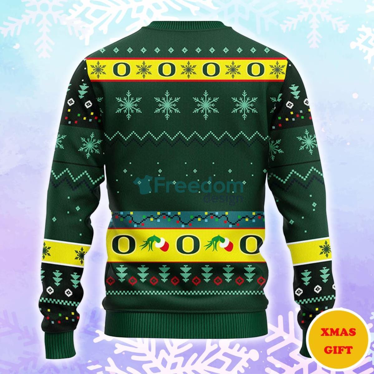 Oregon Ducks Grinch Christmas AOP Sweater Product Photo 2