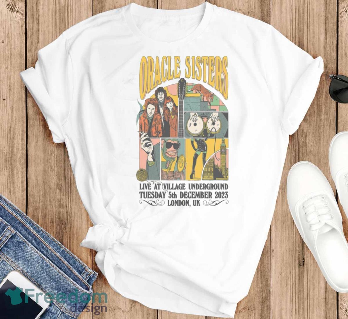 Original Oracle Sisters London UK 12 05 23 Event Poster T Shirt - T-SHIRT FLAT