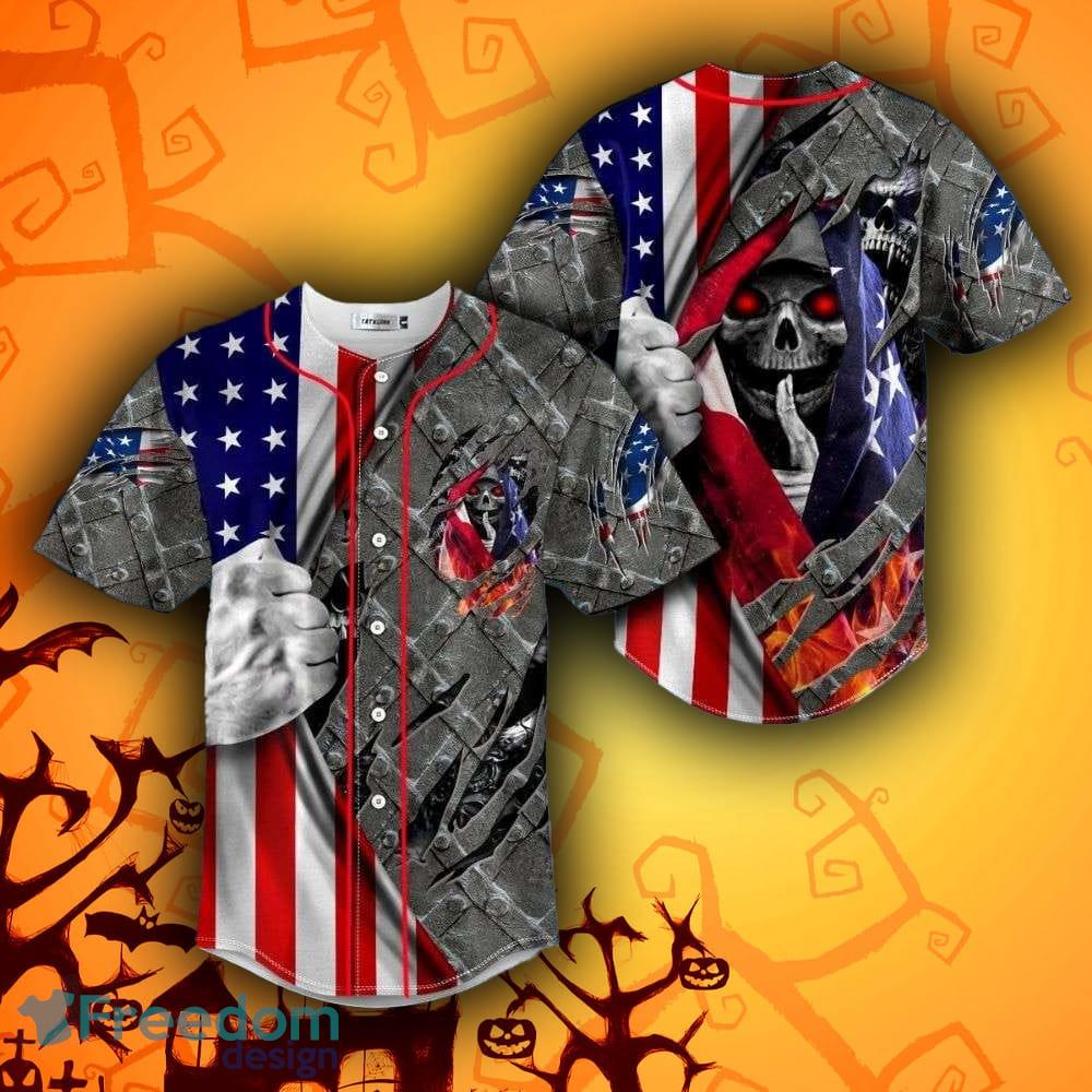 American Flag Punisher Skull Baseball Jersey For Men And Women Gift  Halloween - Freedomdesign