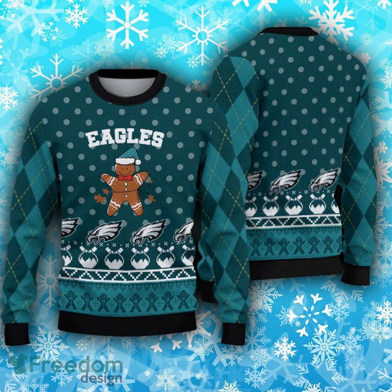 Philadelphia Eagles Fans Gingerbread Man Ugly Christmas Sweater Gift -  Freedomdesign