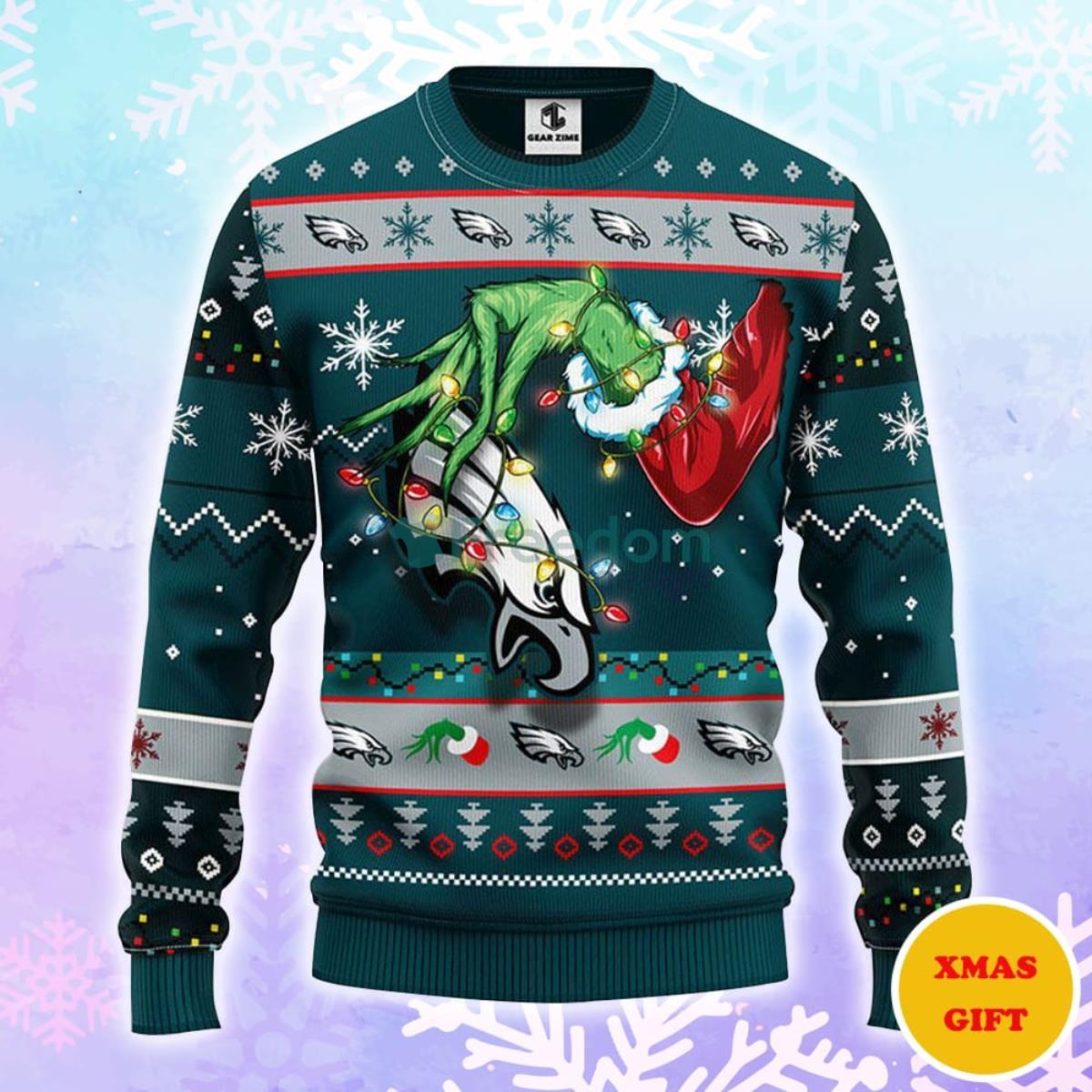 Philadelphia Eagles Grinch Christmas AOP Sweater Product Photo 1