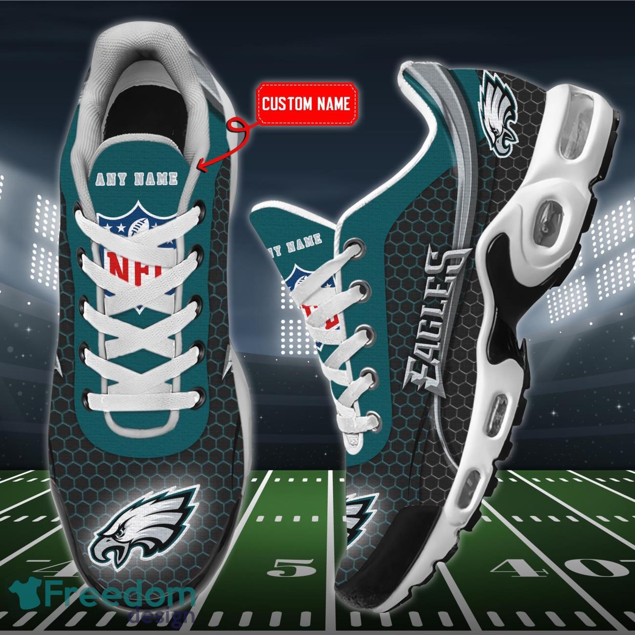 Philadelphia Eagles NFL Air Cushion Sports Shoes Custom Name Product Photo 2