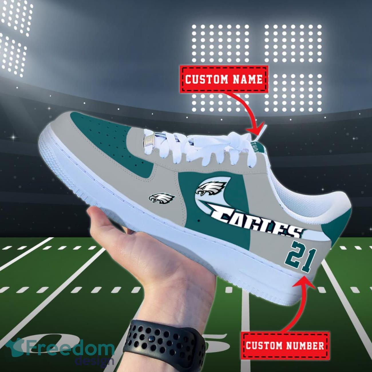 Philadelphia Eagles NFL Personalized Air Force Shoes Custom Name Product Photo 1