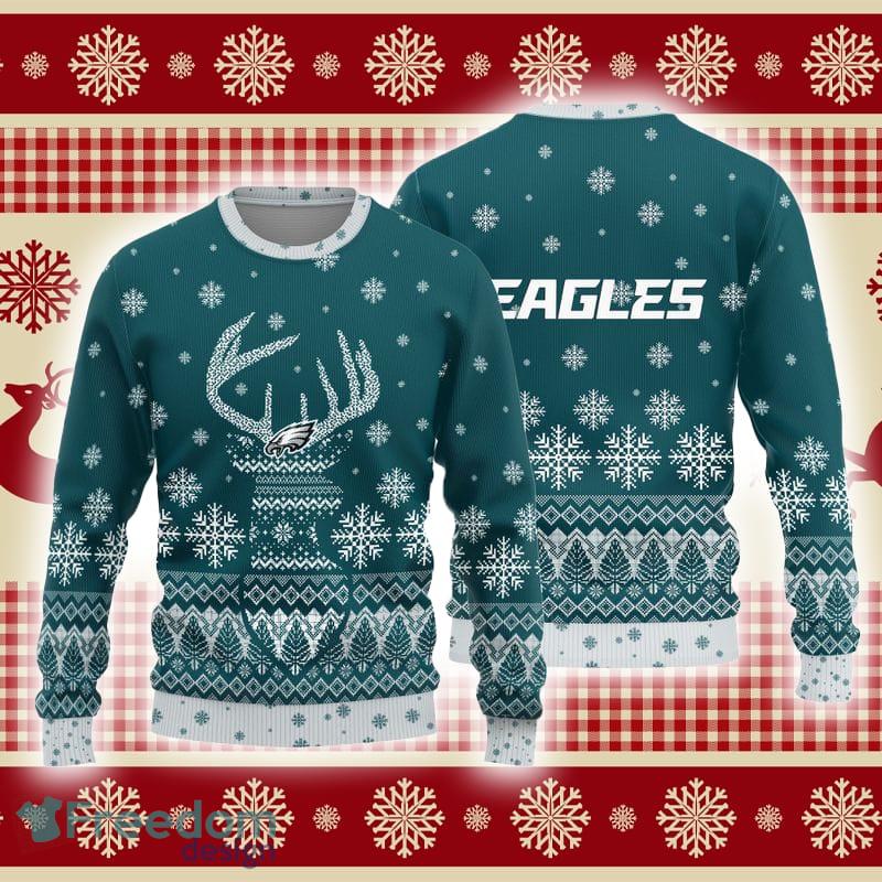 Philadelphia Eagles Christmas Reindeer Pattern Ugly Sweater For