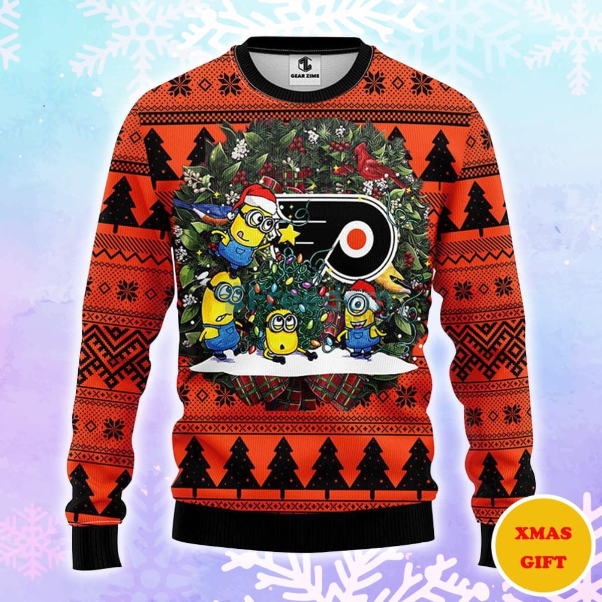 Philadelphia Flyers Minion Christmas AOP Sweater Product Photo 1