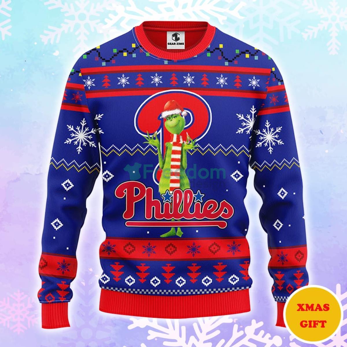 Philadelphia Phillies Funny Grinch Christmas AOP Sweater Product Photo 1