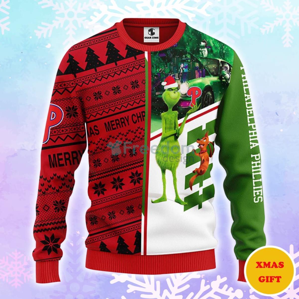 Philadelphia Phillies Grinch & Scooby-doo Christmas AOP Sweater Product Photo 1