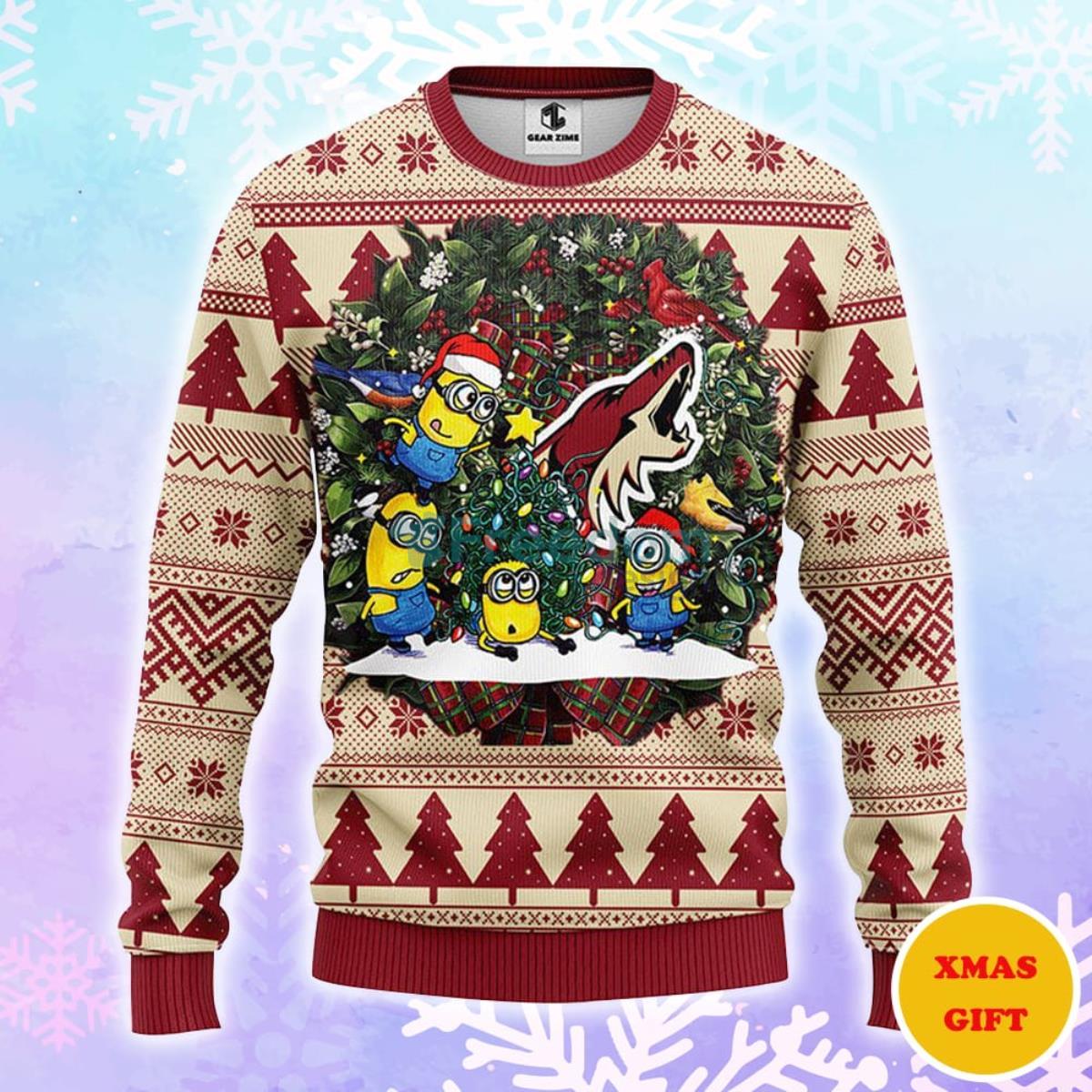 Phoenix Coyotes Minion Christmas AOP Sweater Product Photo 1