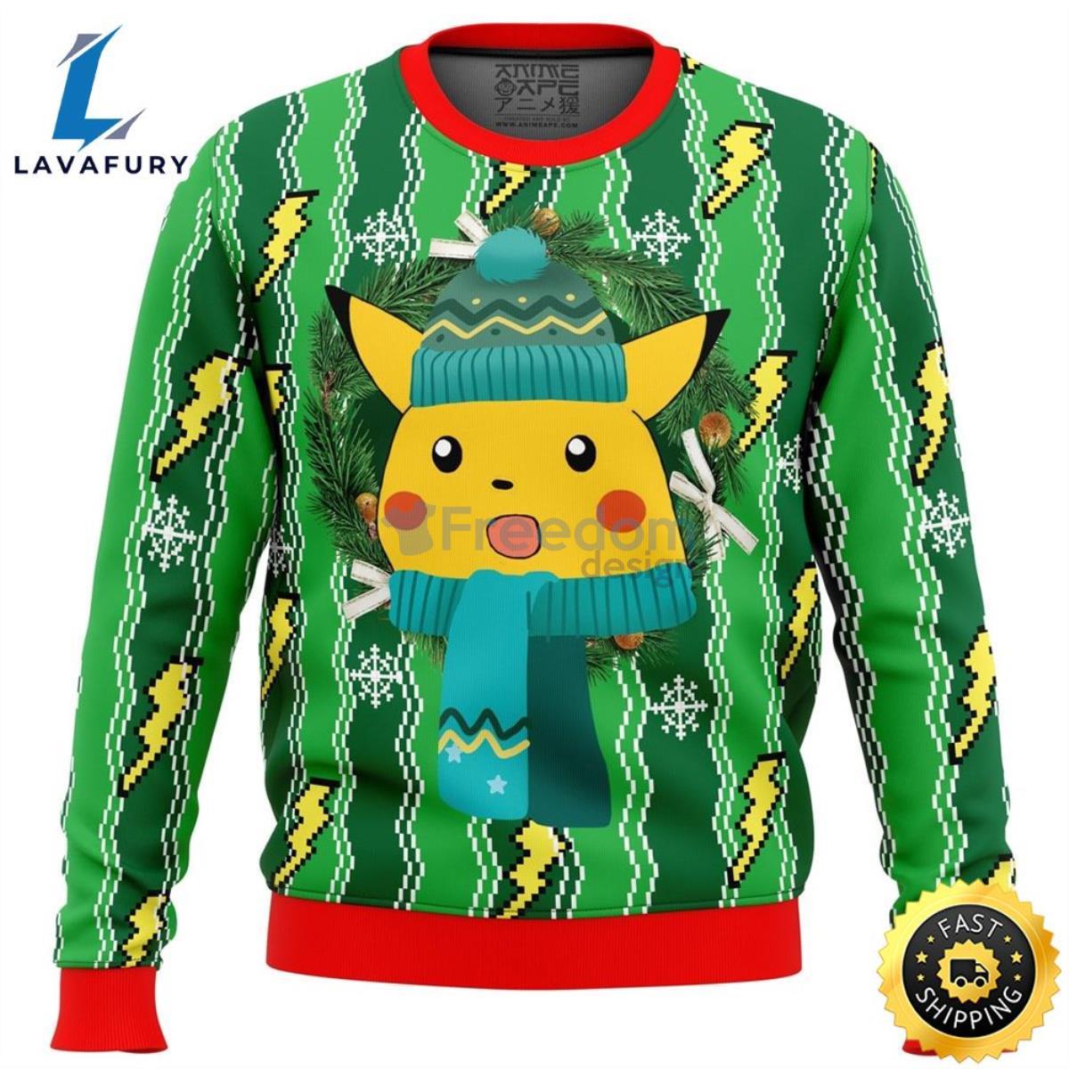 Pikachu Pokemon Christmas AOP Sweater Product Photo 1